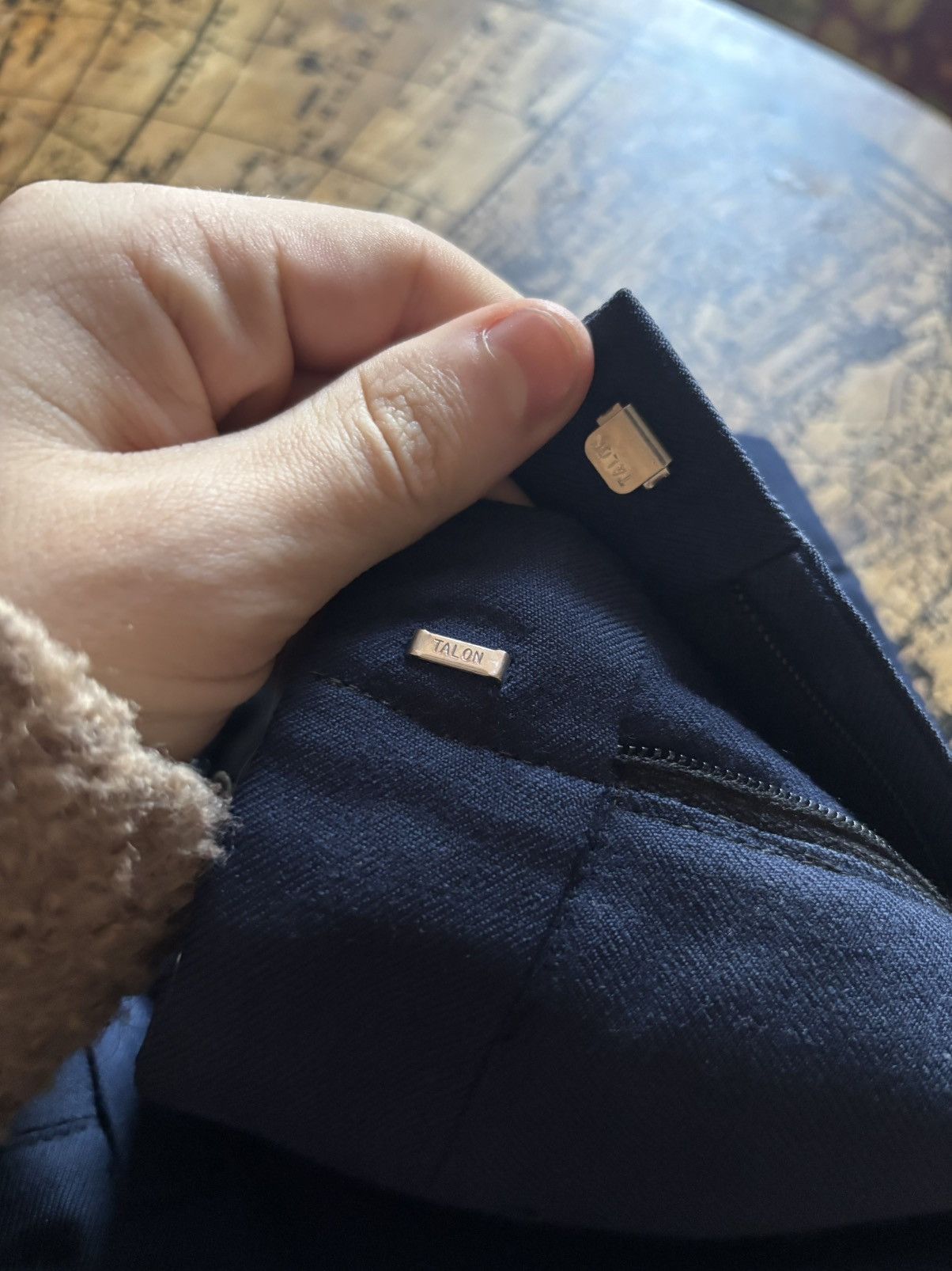 Vintage 1950s High Waisted Navy Trousers Lightning Zip Size US 32 / EU 48 - 4 Thumbnail