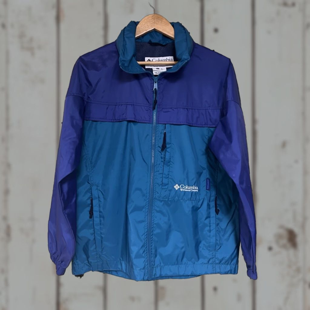 Vintage VINTAGE Columbia Jacket Windbreaker Full Zip Womens Small Purple Green Hood Size S / US 4 / IT 40 - 1 Thumbnail