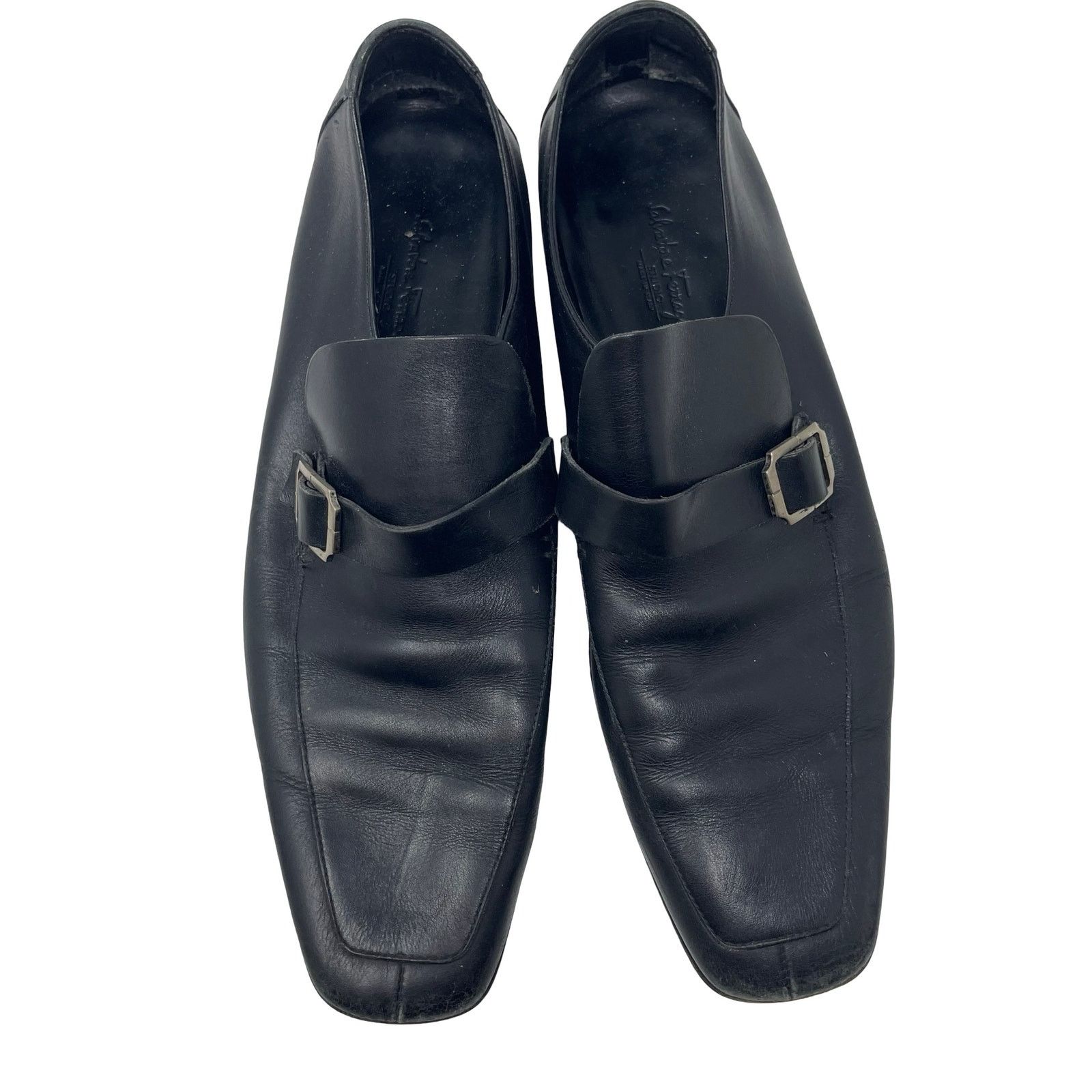 Salvatore Ferragamo Men’s Slip On Black Leather Loafers 9.5