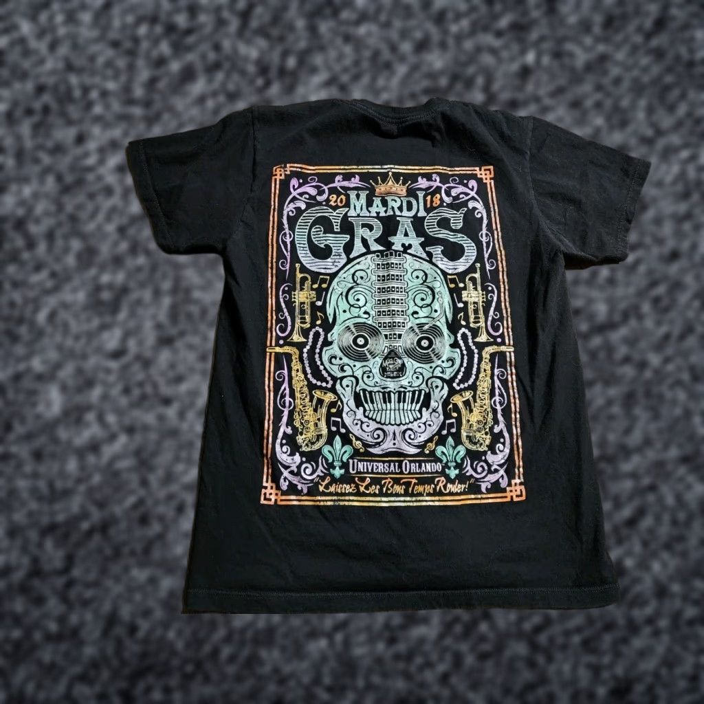 Vintage Universal Studios Shirt Womens S Mardi Gras 2018 Sugar Skull T Shirt Double Sided Size S / US 4 / IT 40 - 1 Thumbnail