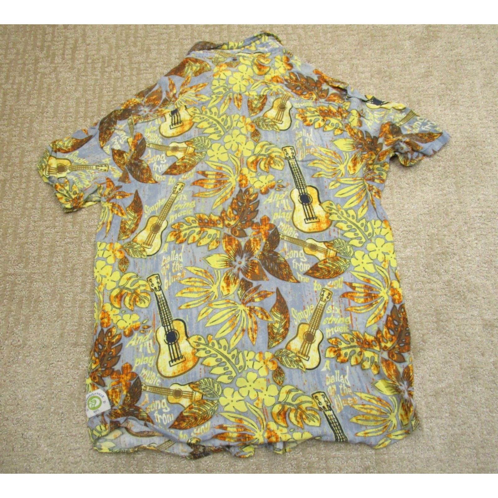 ALOHAS Margaritaville Shirt Men M Yellow Hawaiian Aloha Button-Up Short Sleeve Rayon Size US M / EU 48-50 / 2 - 3 Thumbnail