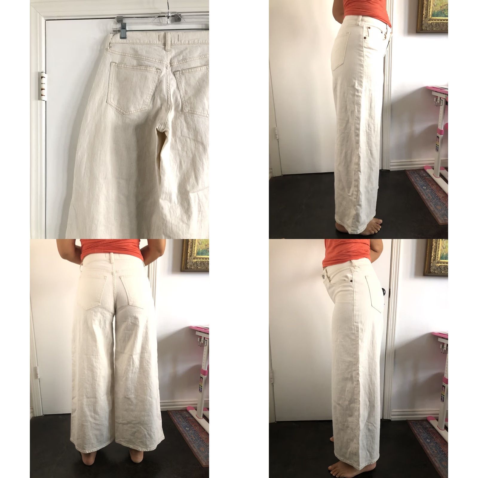 Abercrombie & Fitch Abercrombie & Fitch Jeans Wide-Leg Mid Rise Tall 29 x 28 Tan Cream Denim Cotton Size 24" / US 00 / IT 34 - 9 Thumbnail