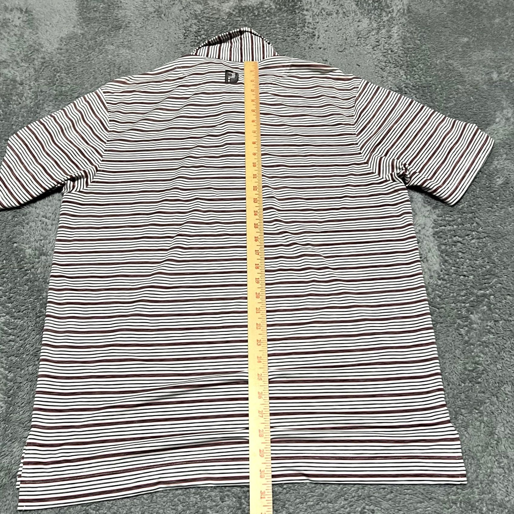 Footjoy Footjoy Polo Shirt Mens Large Performance Striped Golf Red Gray Mens L Red Striped Golf Polo T-Shirt Size US L / EU 52-54 / 3 - 8 Thumbnail