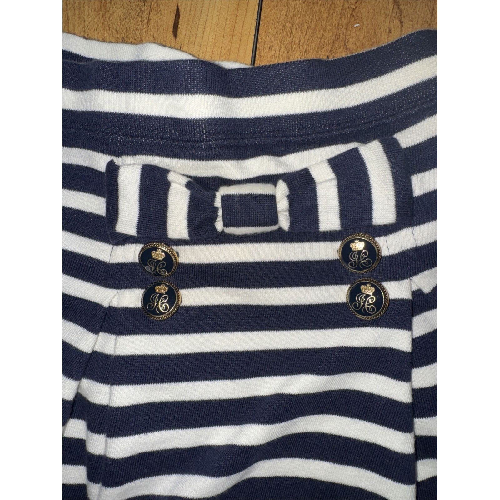 Juicy Couture × Vintage Juicy Couture Striped Mini Skirt Navy White Y2K Size 12 Size 34" / US 12 / IT 48 - 2 Thumbnail