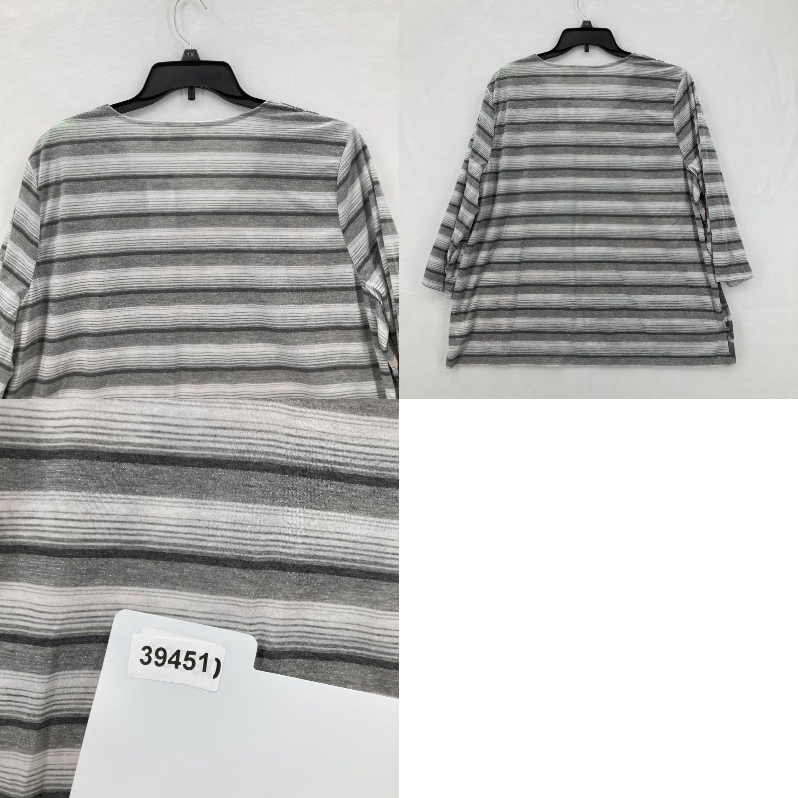 Vintage Chicos Zenergy Georgina Top Womens 4XL Papaya Whip Foil Floral 3/4 Sleeve Stripe Blouse V-Neck Gray Womens Size XXL / US 16-18 / IT 52-54 - 9 Thumbnail