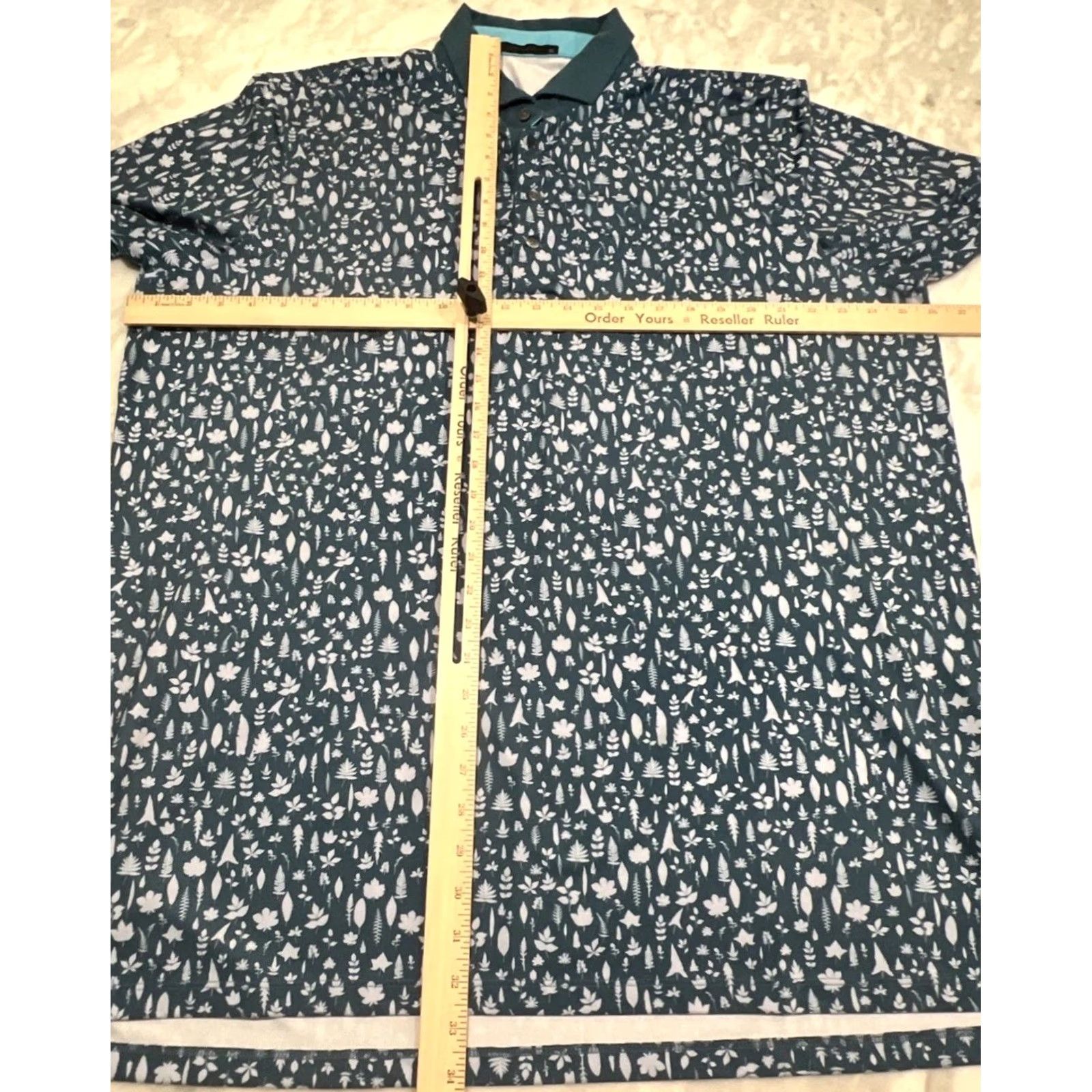Vintage Greyson Golf Polo Shirt Men’s XL Magical Fern Blue Talking Rock Stretch Size US XL / EU 56 / 4 - 7 Thumbnail