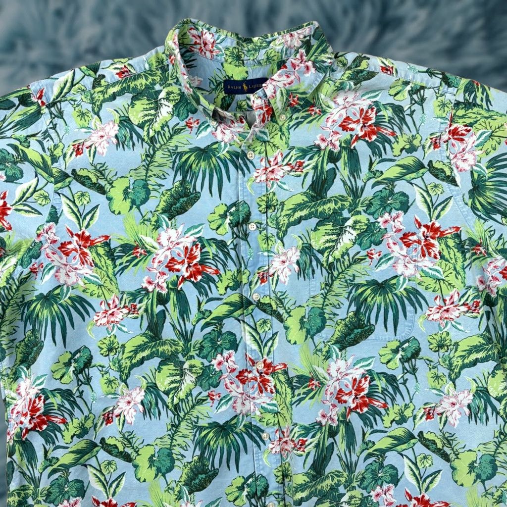 Ralph Lauren Ralph Lauren 3XLT Tropical Floral Button Down Shirt Blue Cotton Big & Tall Casual Size US XXL / EU 58 / 5 - 1 Thumbnail