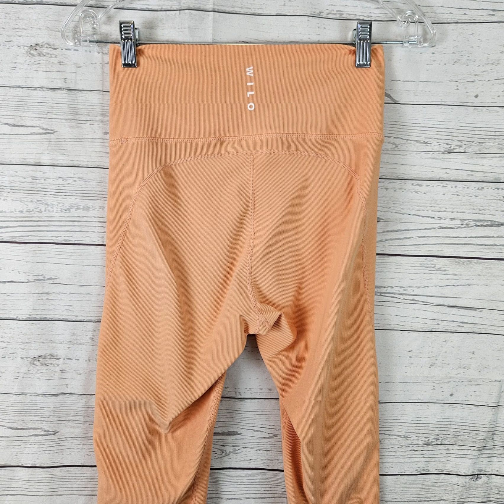 Vintage Wilo The Label Leggings Womens Orange Ribbed High Rise Ruched Hem Size M Regular Inseam 24" Ankle Activewear Size 32" / US 10 / IT 46 - 4 Thumbnail