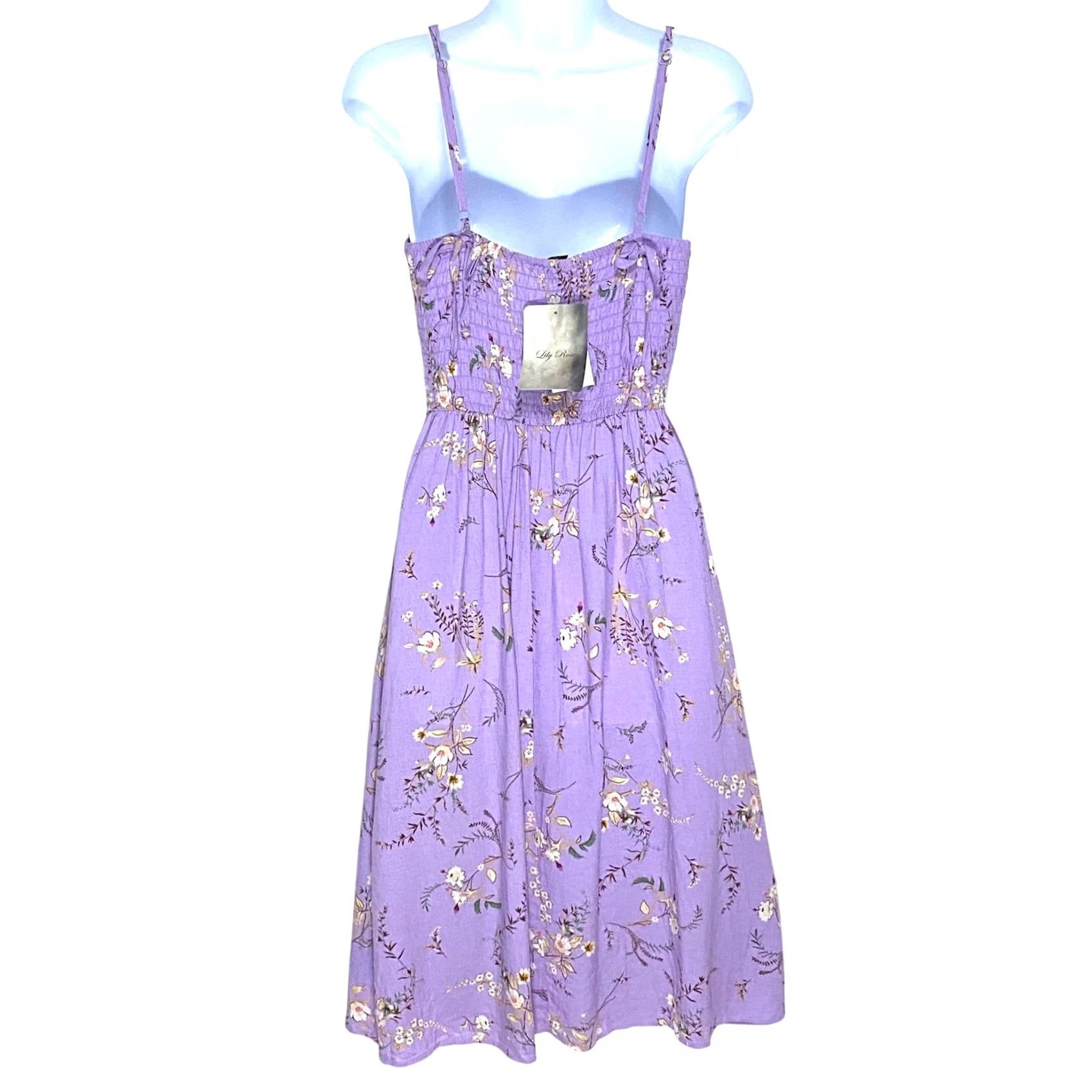 Vintage Lily Rose Squareneck Molded Cup Side Slit Midi Dress Juniors S Floral Coquette Forest Fairy NWT Size S / US 4 / IT 40 - 3 Thumbnail