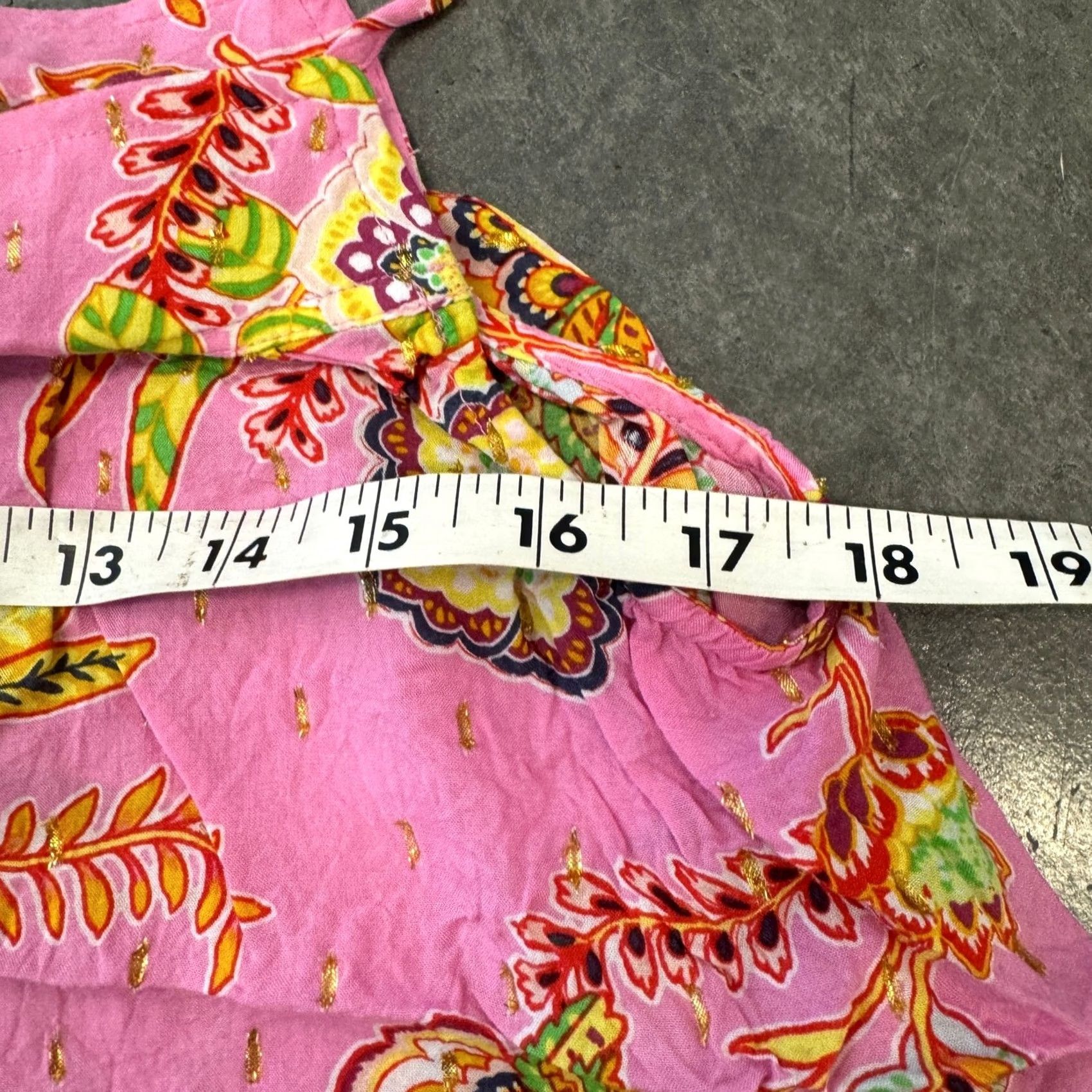 Vintage VINTAGE Aerie AE Pink Floral Metallic Gold Cami Crop Tank Top Tropical M Womens Tank Size M / US 6-8 / IT 42-44 - 4 Thumbnail