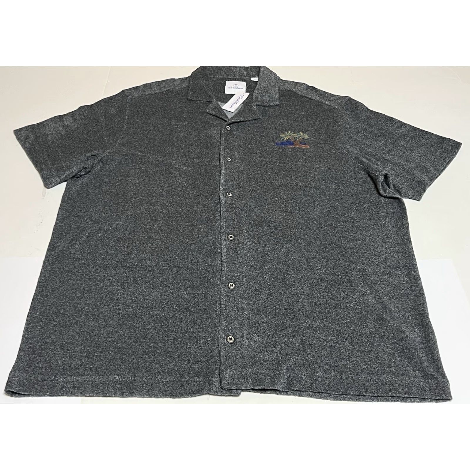 Roundtree & Yorke Roundtree & Yorke Caribbean Short-Sleeve Mens XXL Gray Palm Tree Button Front NWT Size US XXL / EU 58 / 5 - 2 Thumbnail