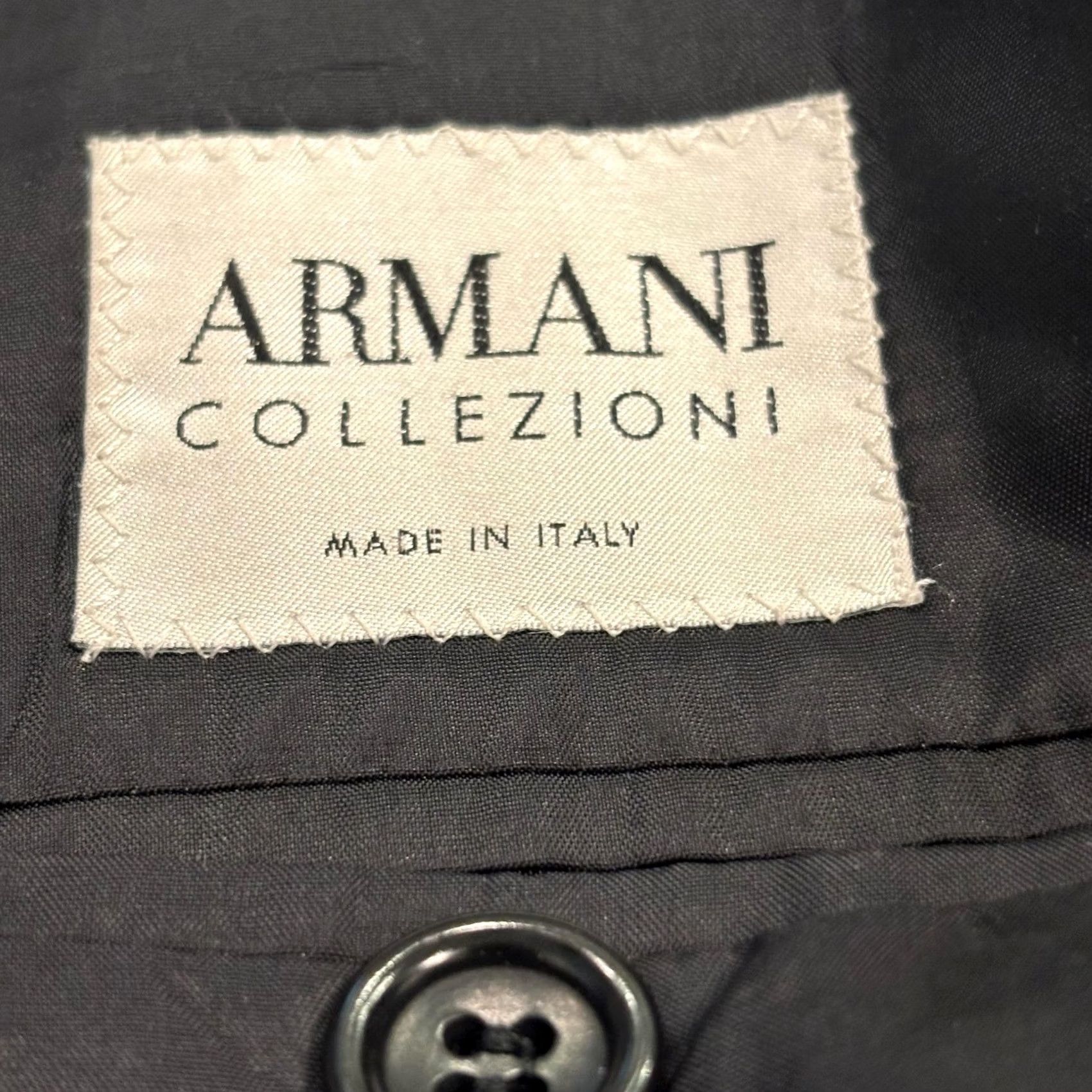 Armani Armani Collezioni Mens Black Wool Pinstripe Blazer Jacket Italy 44R Regular Business Formal Size 54R - 2 Thumbnail
