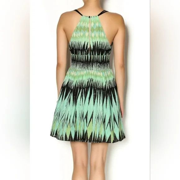 Free People Indian Summer Green/Black Smocked Waist Printed Dress Size S / US 4 / IT 40 - 3 Thumbnail