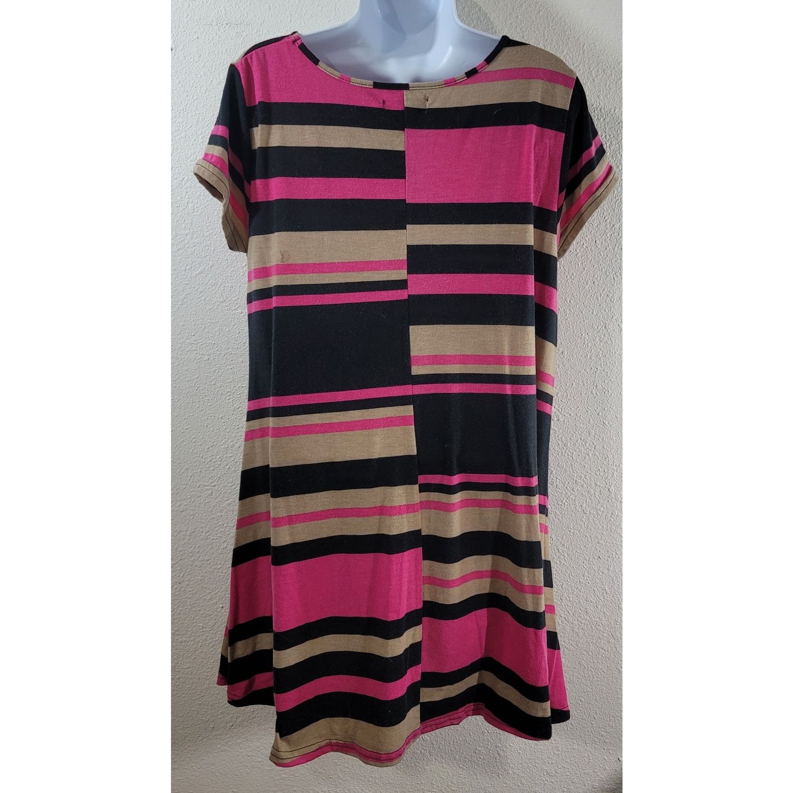 Other Demanding Black Tan Pink Striped A Line Mini Dress XL Size XL / US 12-14 / IT 48-50 - 3 Thumbnail