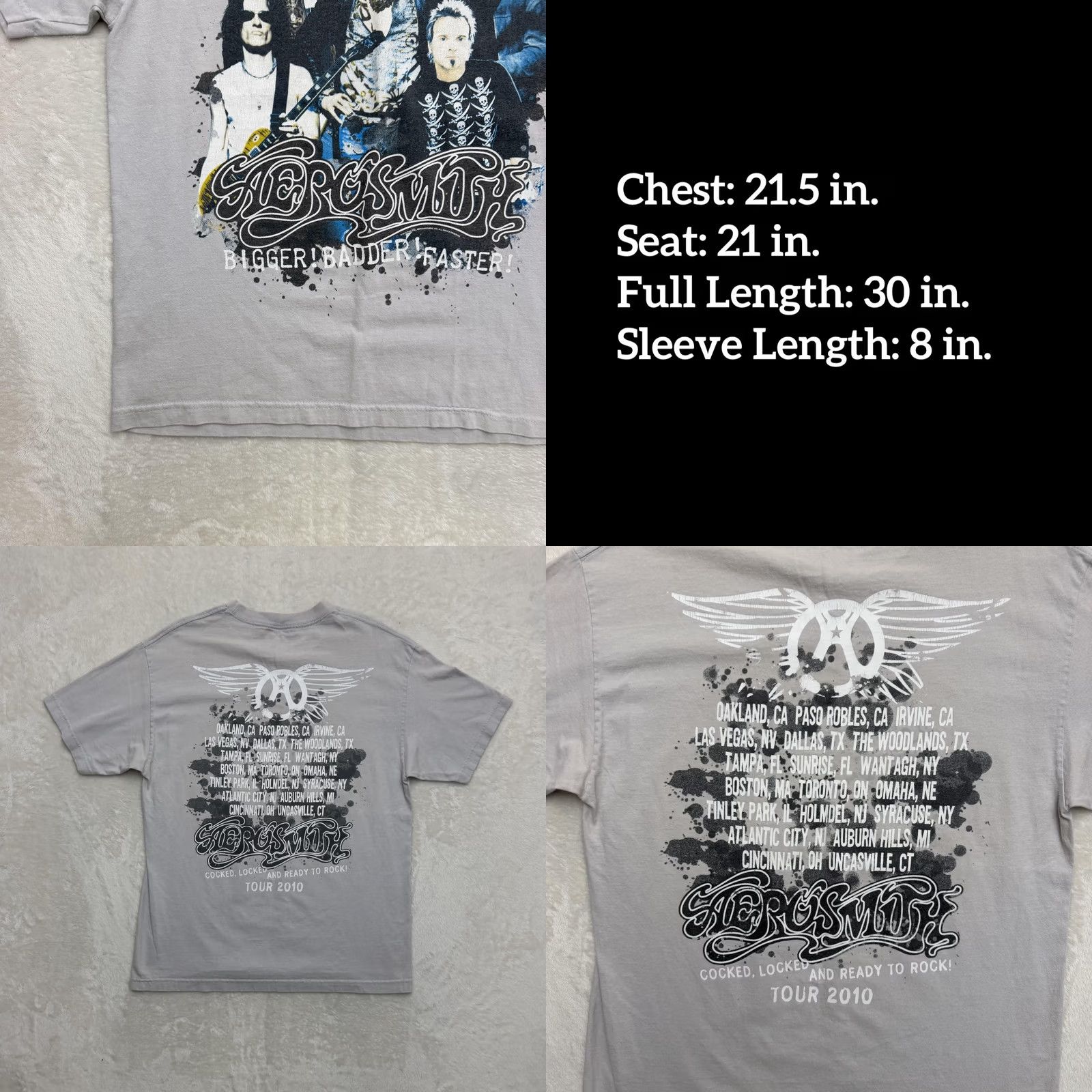 Aerosmith VINTAGE Aerosmith Y2K 2010 Bigger Badder Faster Tour Shirt Mens Large Rock Band Shirt Size US L / EU 52-54 / 3 - 8 Thumbnail