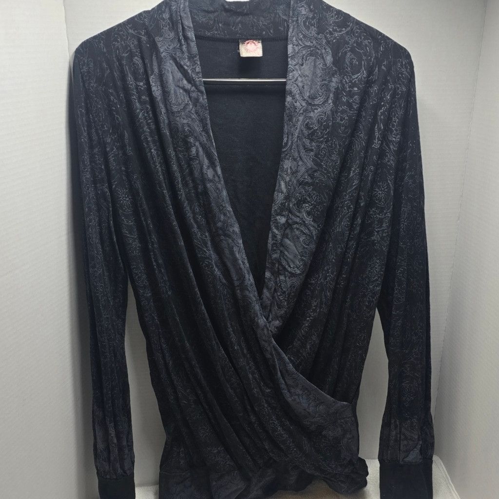 The Unbranded Brand Language Los Angeles Black Patterned Top Size L / US 10 / IT 46 - 1 Thumbnail