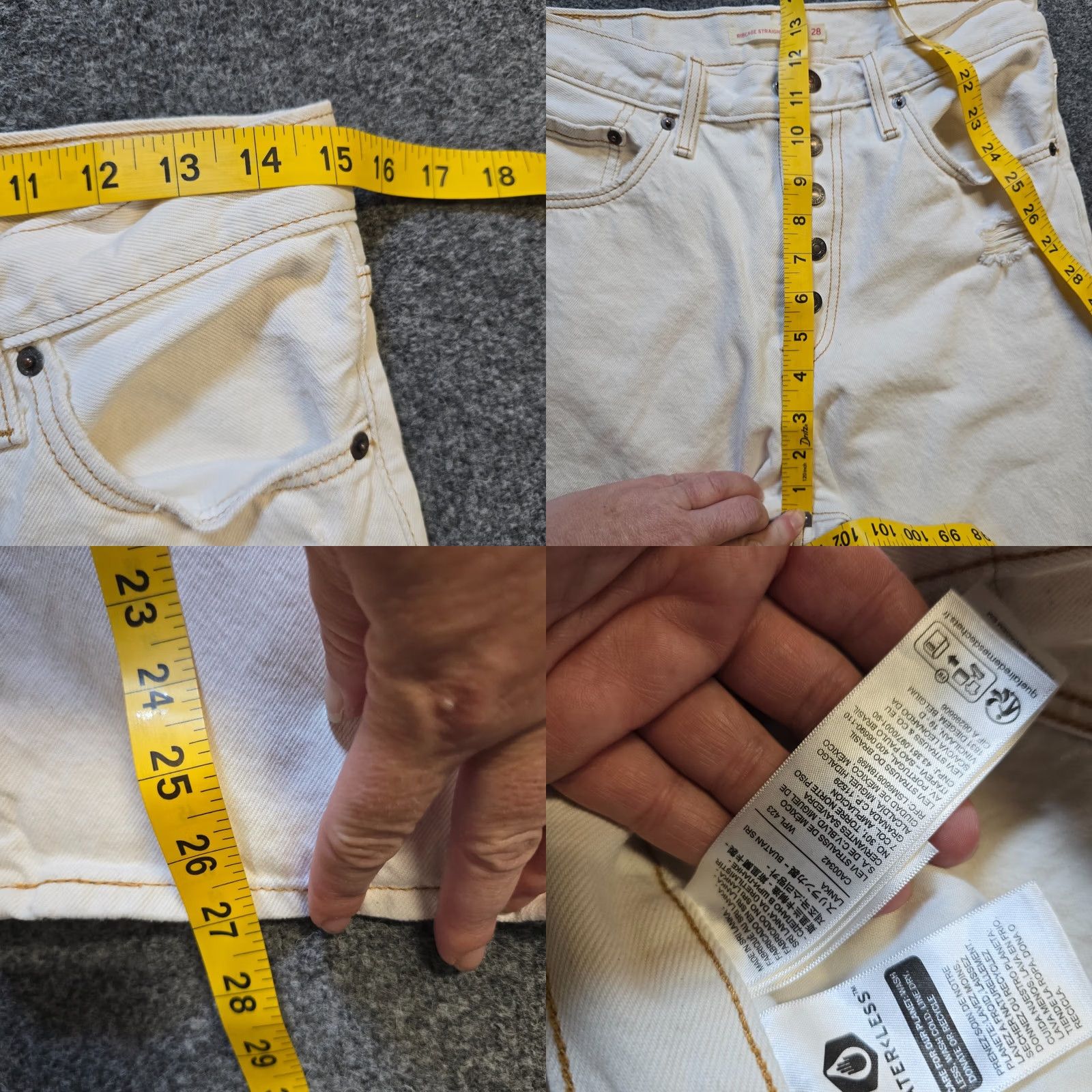 Levi's Levi's Jeans Womens Size 28 White Ribcage Straight Ankle Button Fly Casual 90s Retro Womens Size 30" / US 8 / IT 44 - 8 Thumbnail