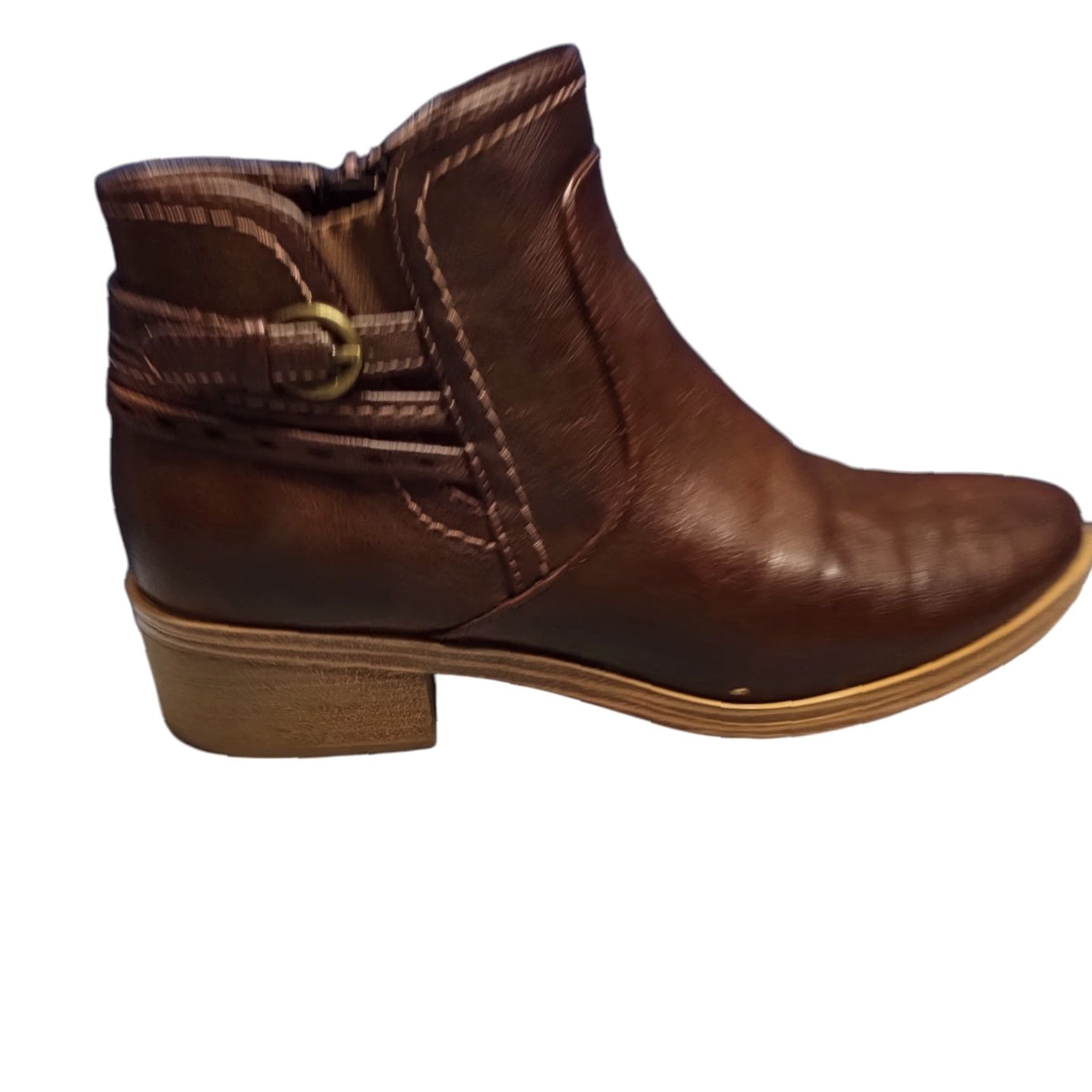 Vintage Baretraps Medley Ankle Bootie Womens Size 8M Brown Manmade Block Heel Side Zip - G41 Size US 8 / IT 38 - 2 Thumbnail
