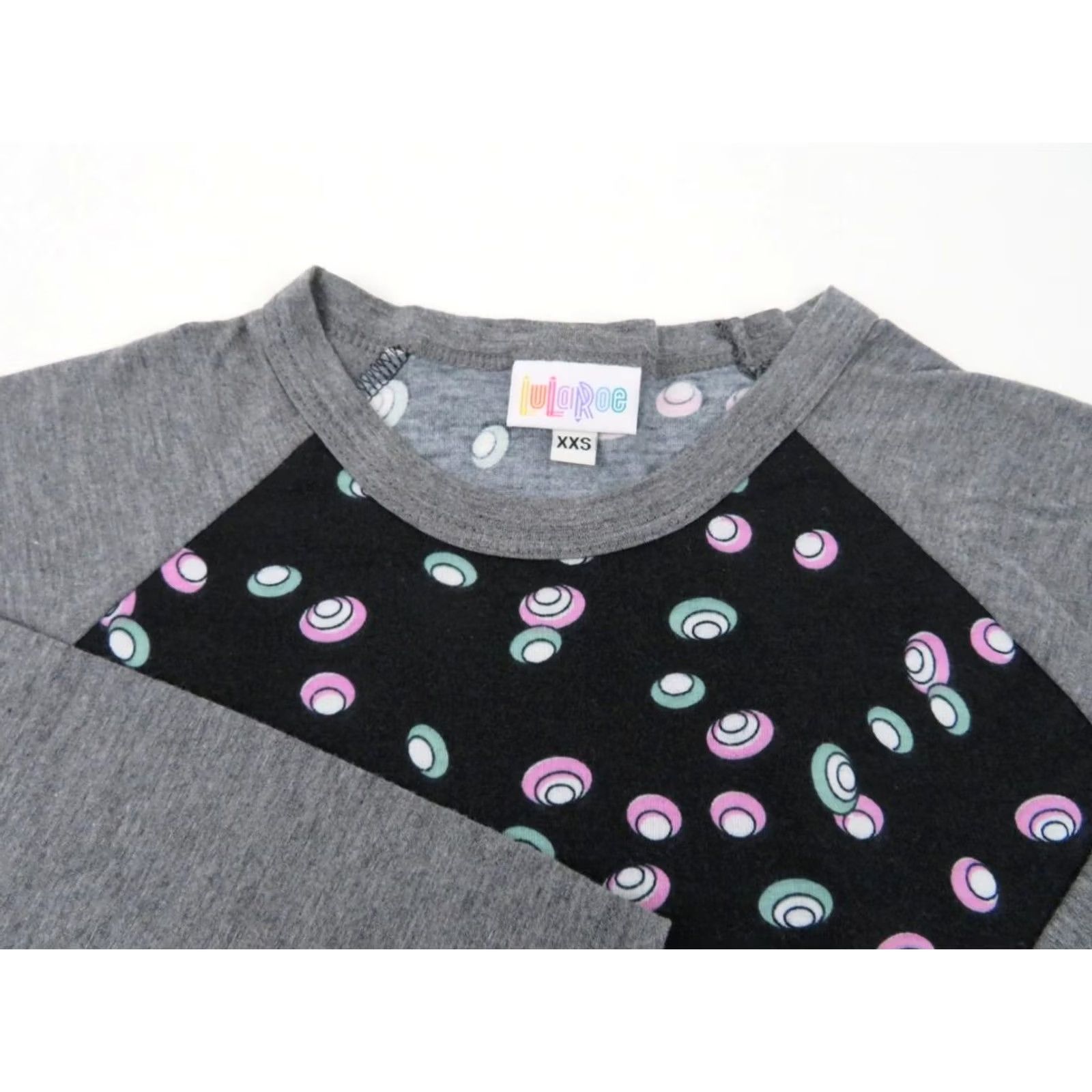 Vintage LuLaRoe T Shirt Womens XXS Black Blue Pink White Wheels Geometric Raglan 3/4 Sleeve Scoop Neck Pullover Top Tee Casual Size XXS / US 00 / IT 34 - 2 Thumbnail