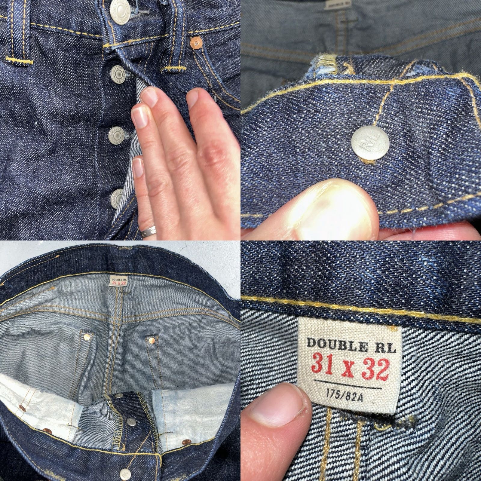 Vintage RRL Men's Slim Fit Blue Denim Jeans 31x32 Dark Selvedge Cowboy USA Size US 31 - 8 Thumbnail