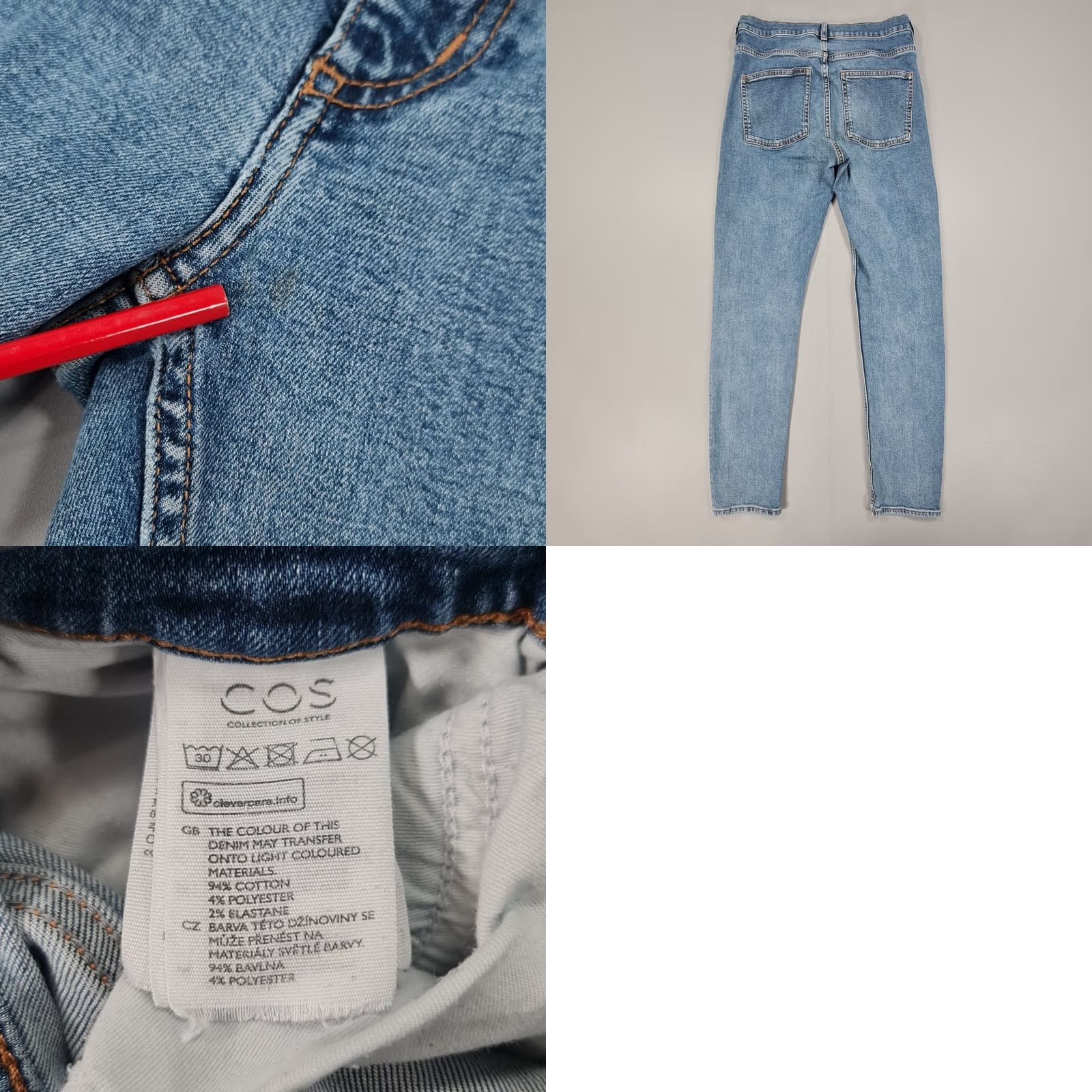 Cos COS Womens Jeans Skinny Fit Mid Rise Denim L29 W28 Blue Stretch 5-Pocket City Modern Womens Jeans Size 28" / US 6 / IT 42 - 8 Thumbnail