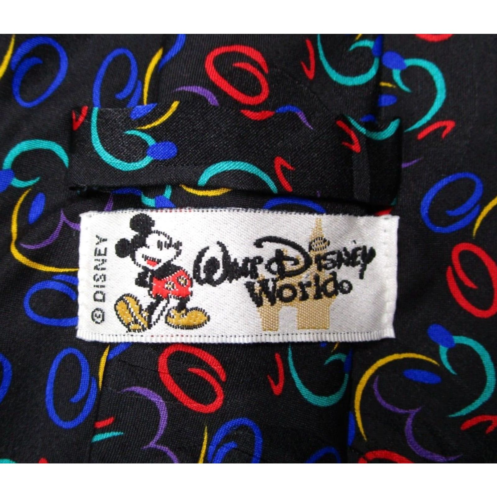 Disney Walt Disney World Mens Classic Neck Tie Black Silk Size ONE SIZE - 2 Thumbnail