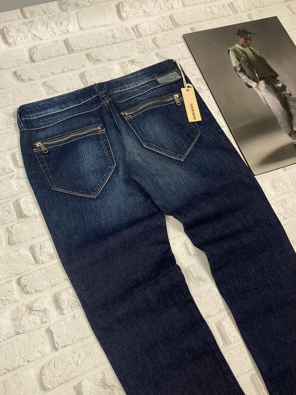 Diesel NEW Diesel Jeans Mens Washed Slim Tapered Zipper Pockets Y2K Size US 31 - 11 Thumbnail