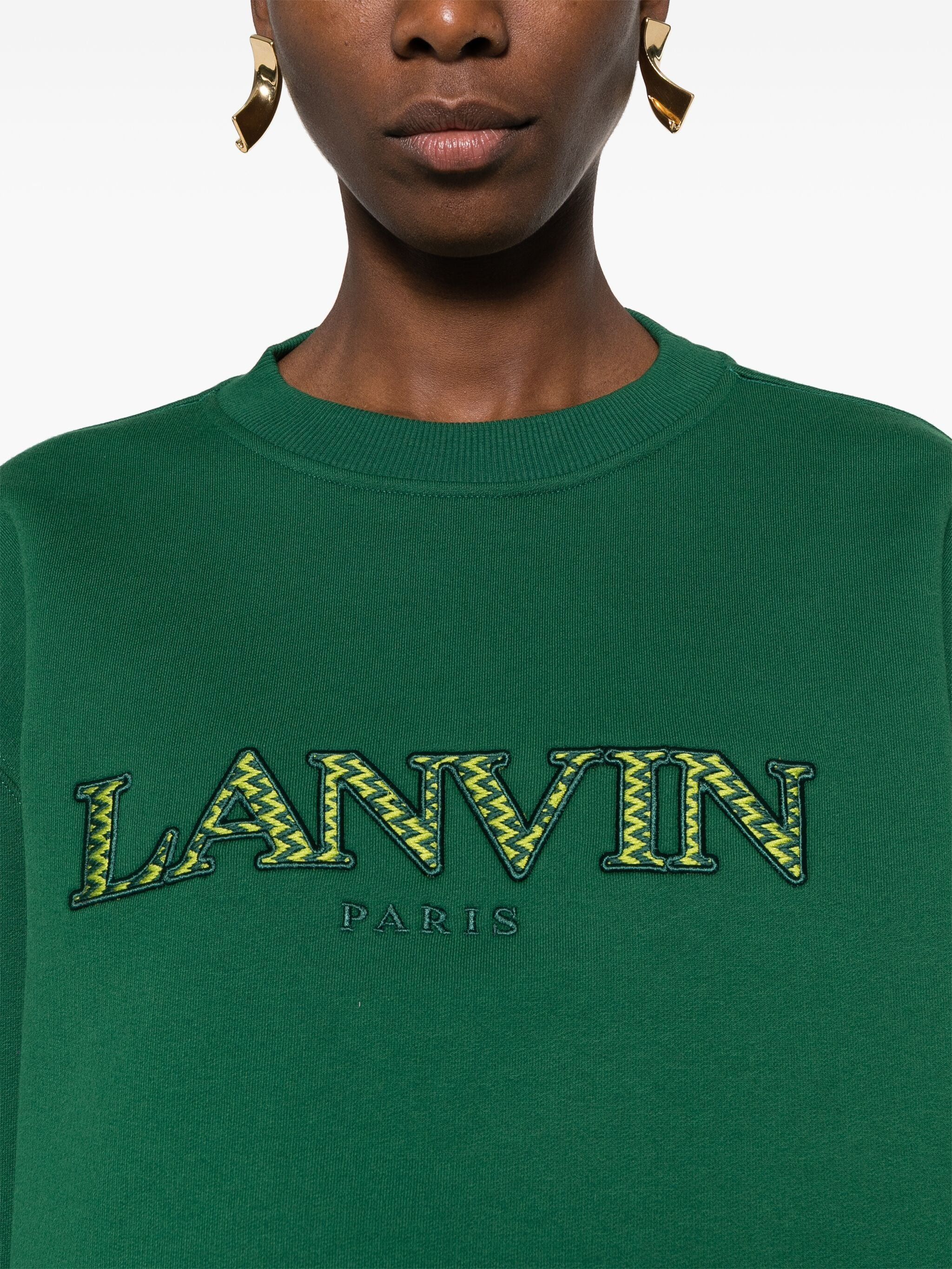 Lanvin o1s22i1n1024 Cropped Sweatshirt in Green Size M / US 6-8 / IT 42-44 - 5 Thumbnail