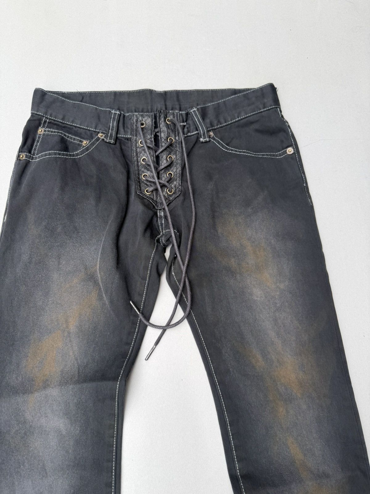 Japanese Brand Tornado Mart Lace up flare pants Size US 29 - 2 Thumbnail