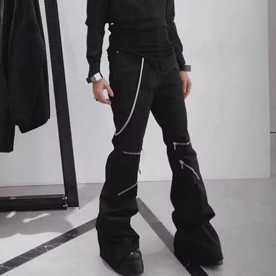 Other Gothic Punk Zipper Baggy Bootcut Flared Pants Size US 32 / EU 48 - 3 Thumbnail
