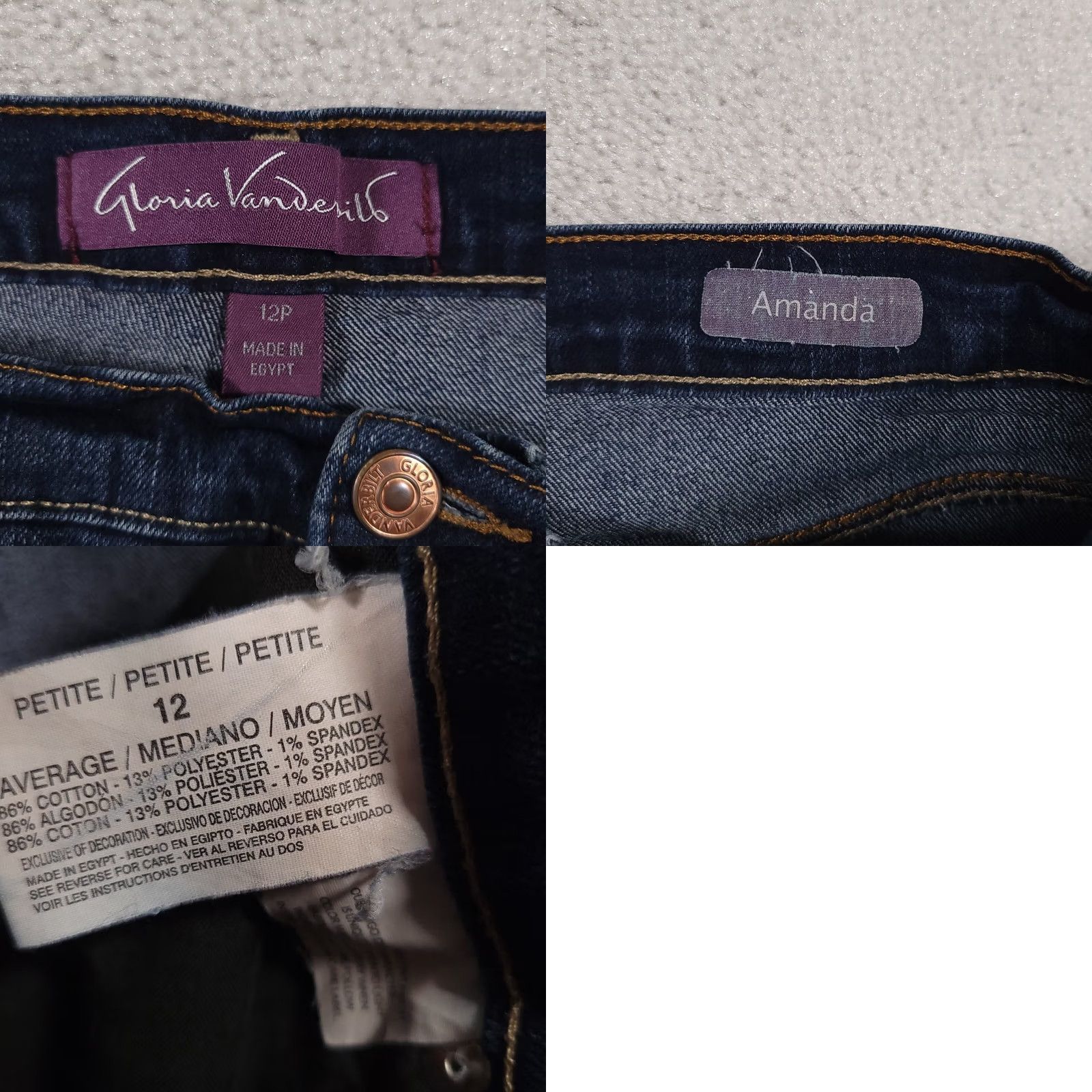 Gloria Vanderbilt Gloria Vanderbilt Amanda Jeans Women's 12P Stretch Dark Wash Denim Mid-Rise Jeans Size 34" / US 12 / IT 48 - 9 Thumbnail