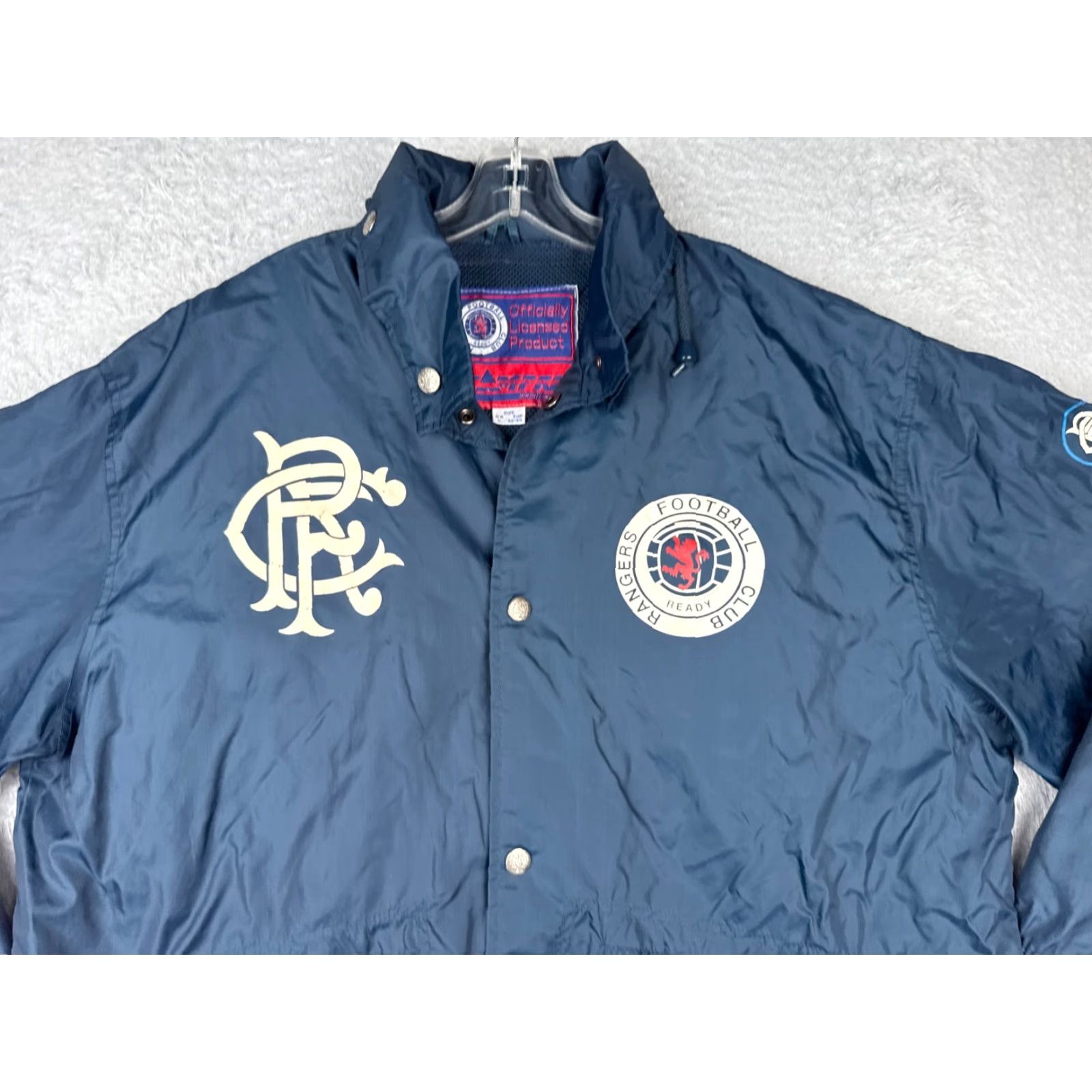 Vintage Glasgow Rangers Football Club Jacket Mens Large Blue Button Up Nylon Hooded Size US L / EU 52-54 / 3 - 4 Thumbnail