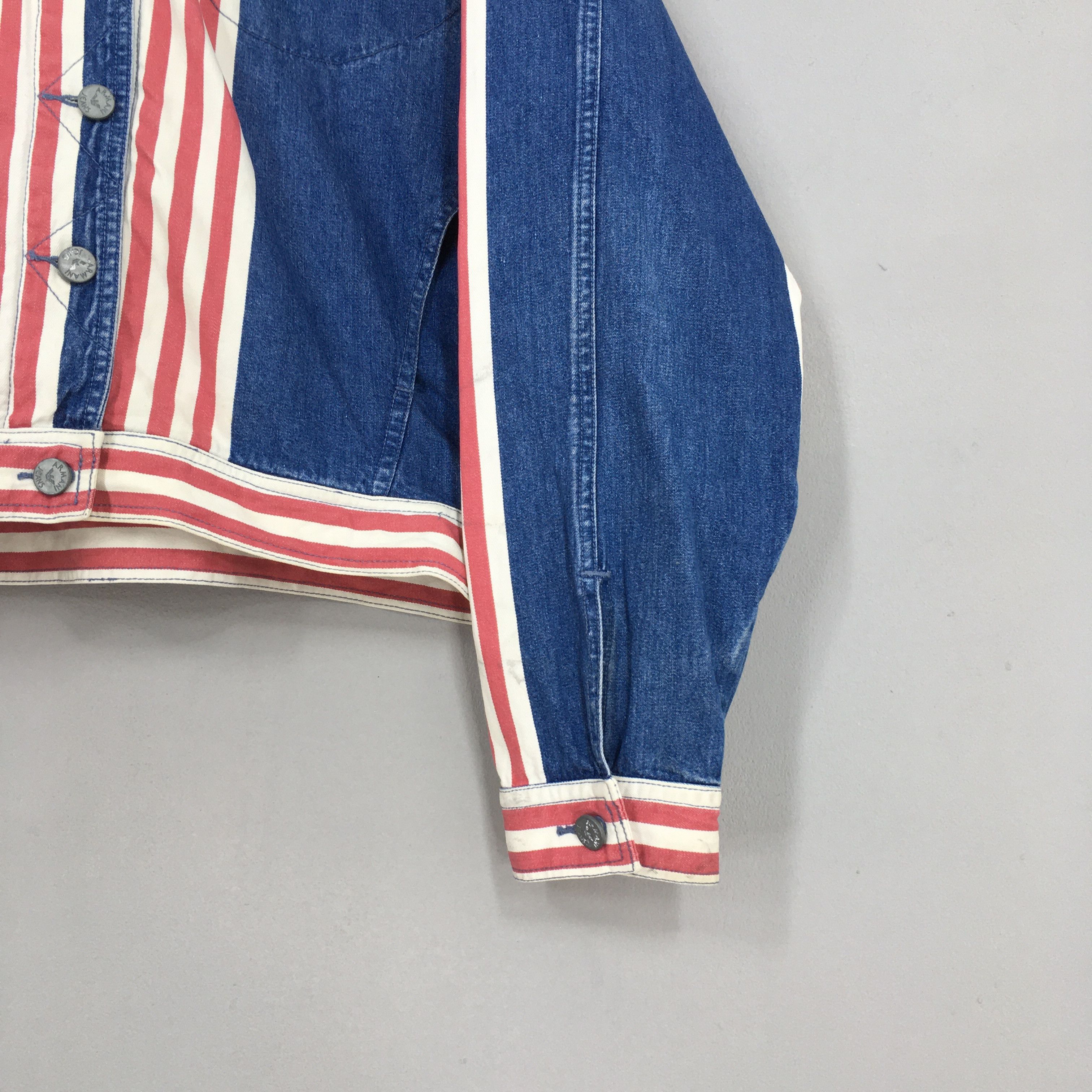 Armani Vintage 90's Armani Jeans Denim Trucker Jacket Hoodie Large Size US L / EU 52-54 / 3 - 6 Thumbnail