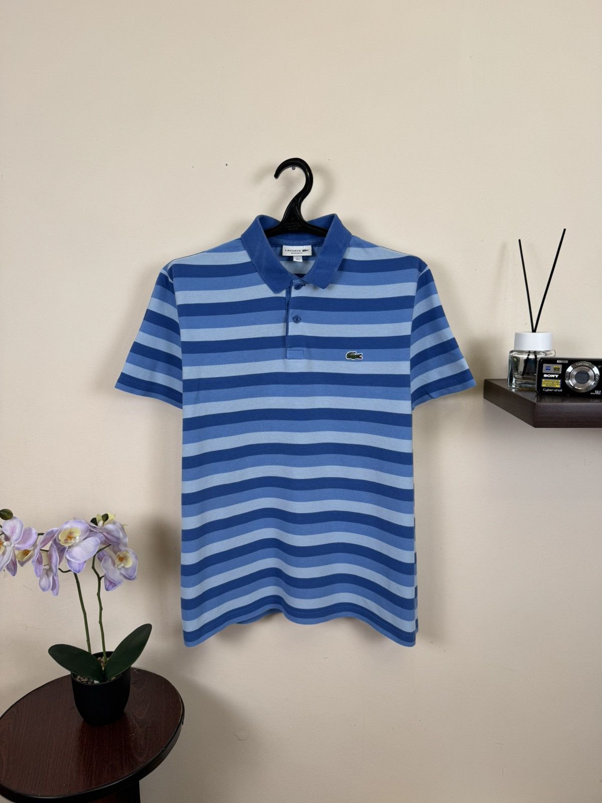 Other 🇫🇷 Lacoste Polo T shirt Striped Blue Sz L Luxury Casual Size US L / EU 52-54 / 3 - 1 Thumbnail