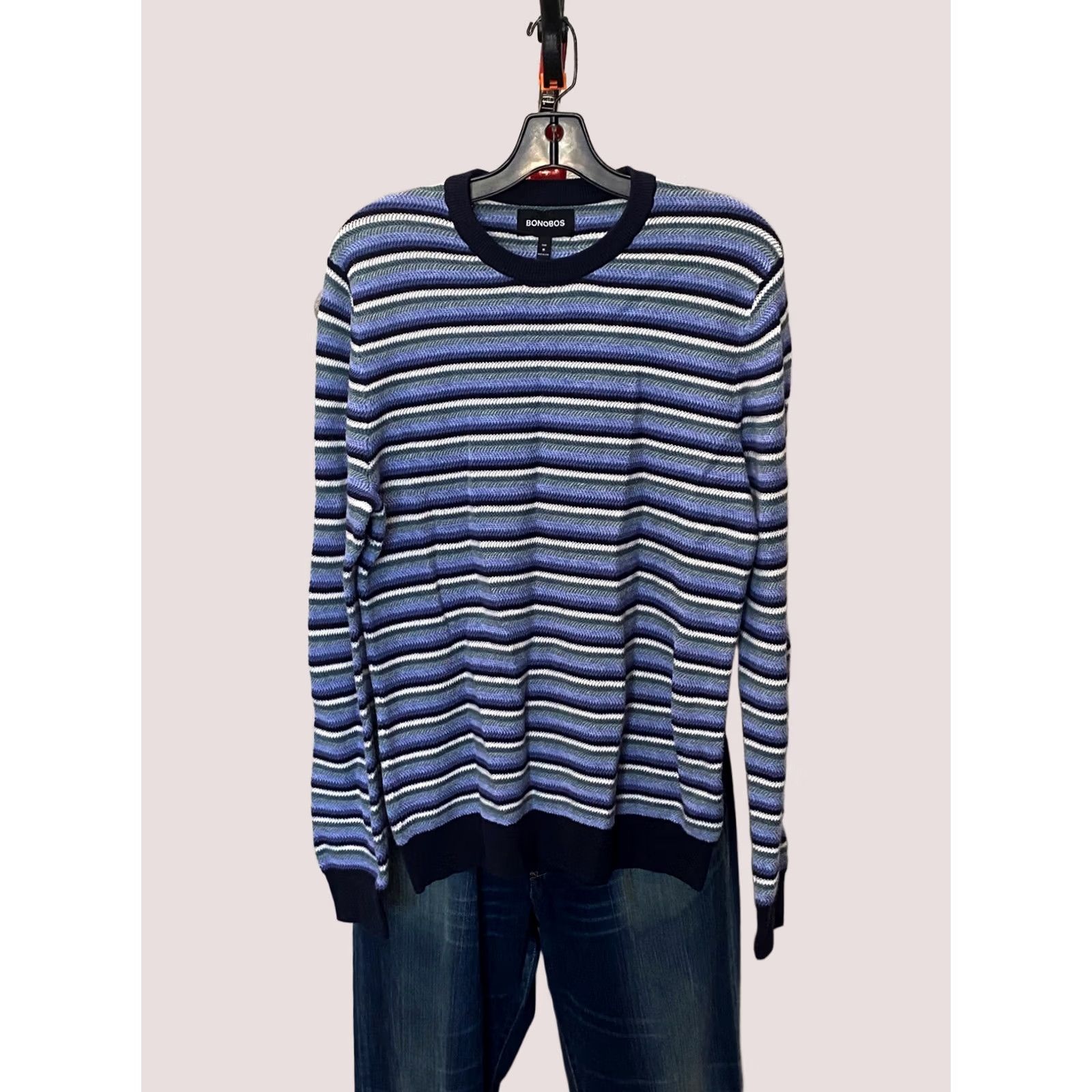 Bonobos Bonobos Multi Color Stripe Knit SWEATER Medium M Slim Mens Size US M / EU 48-50 / 2 - 1 Thumbnail