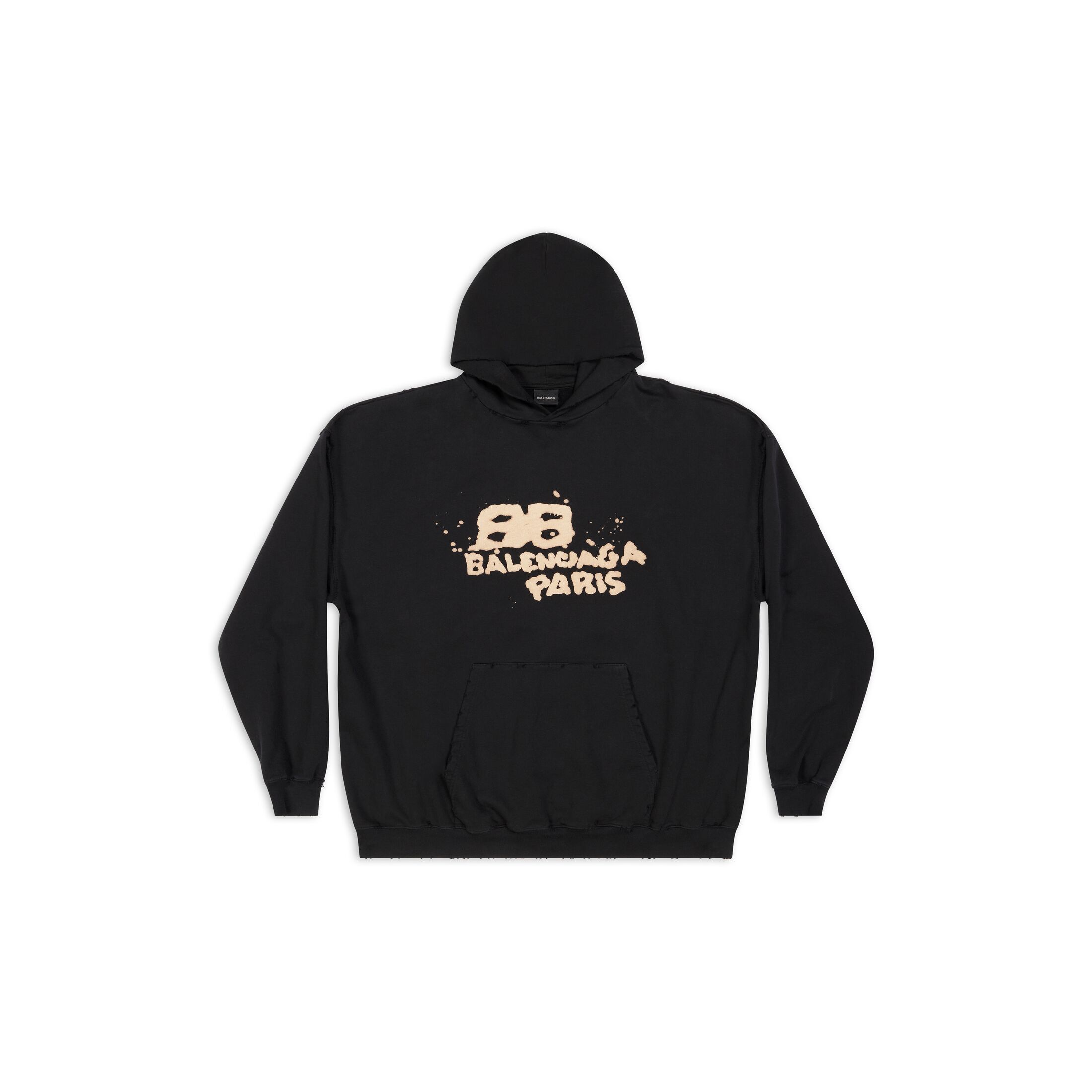 image of Balenciaga Hoodie Half Zip Up Monogram Logo 620973Tnvq11059 in Black, Men's (Size XL)