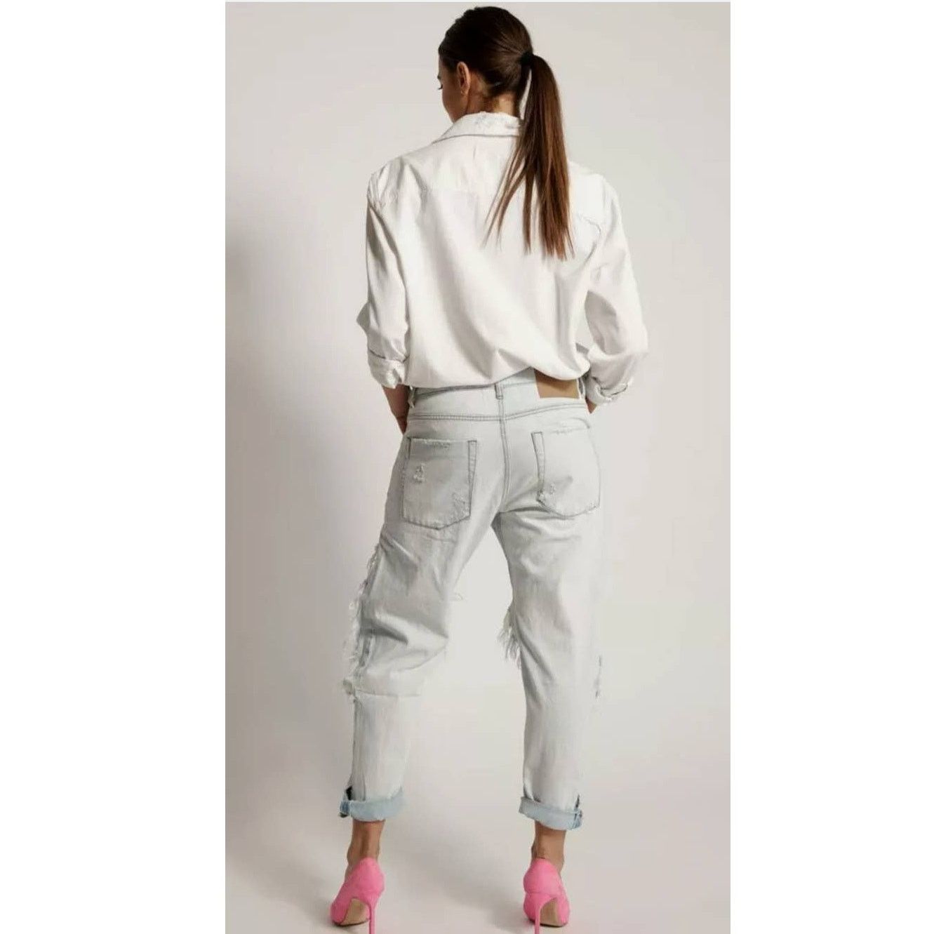 One Teaspoon New ONE TEASPOON Brando Saints Destroyed Denim Jeans $178 26 Size 26" / US 2 / IT 38 - 2 Thumbnail