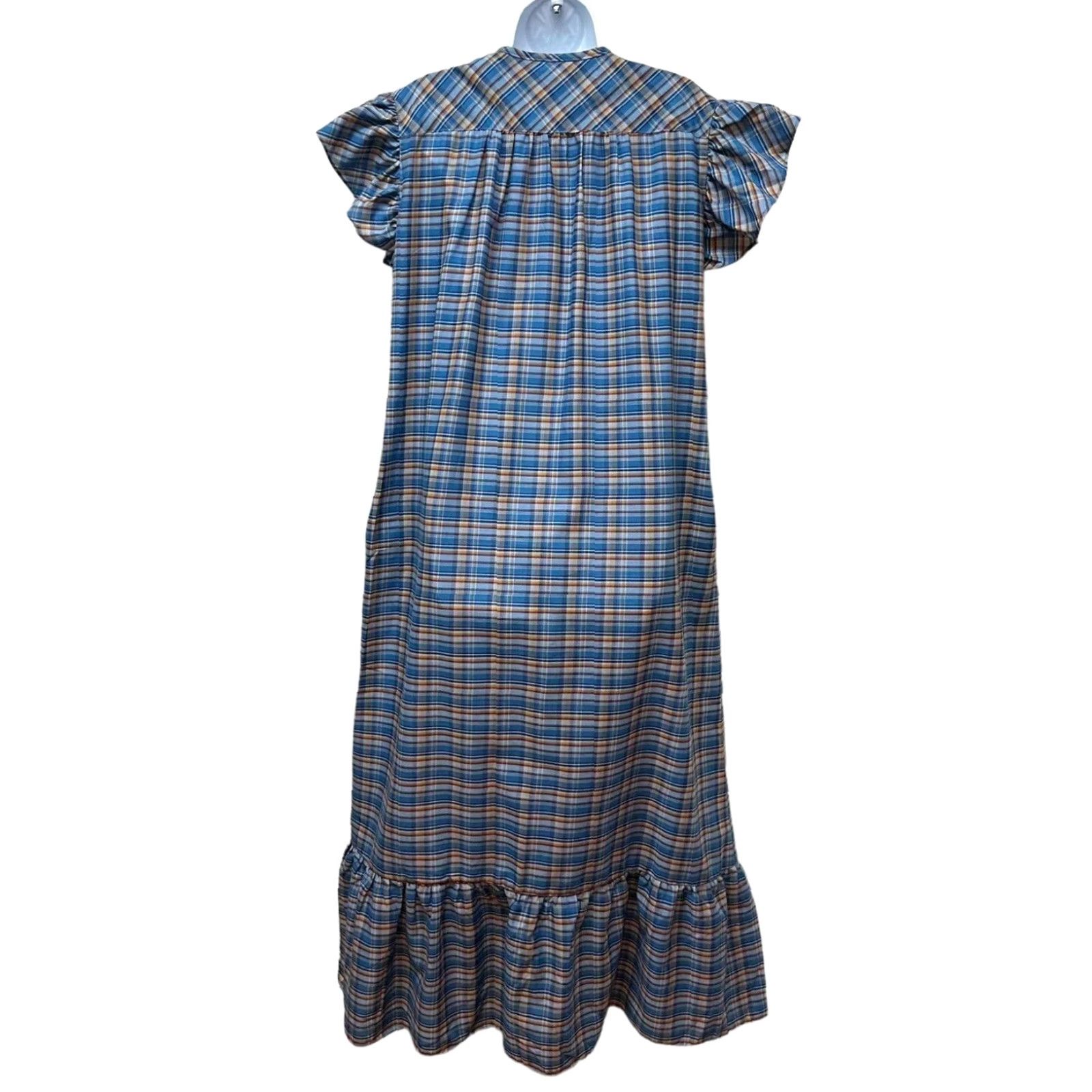 Vintage VINTAGE Mykee San Francisco Prairie Long Midi Dress Plaid Flutter Sleeve Modest Size S / US 4 / IT 40 - 3 Thumbnail