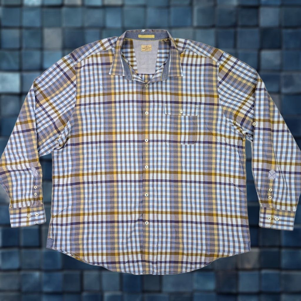 Tommy Bahama Tommy Bahama Button-Up Shirt Plaid Long Sleeve 2XL Men Blue Yellow Cotton Nylon Spandex Island Zone Size US XXL / EU 58 / 5 - 1 Thumbnail