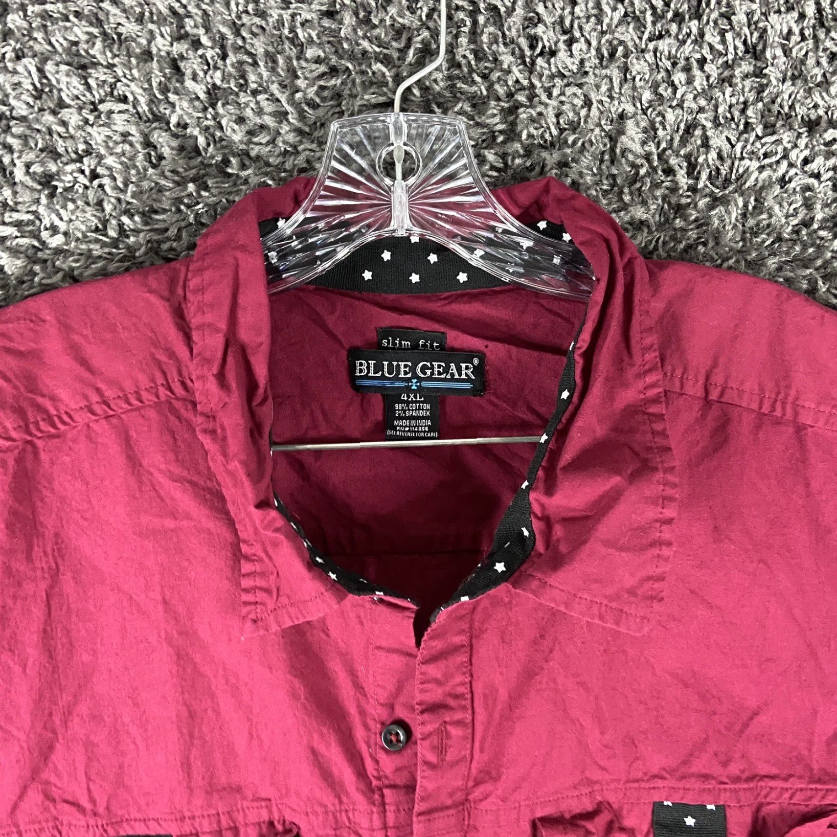 Vintage VINTAGE Blue Gear Red Stars Button Up Short Sleeve Men’s 4XL Size US 39 - 5 Thumbnail