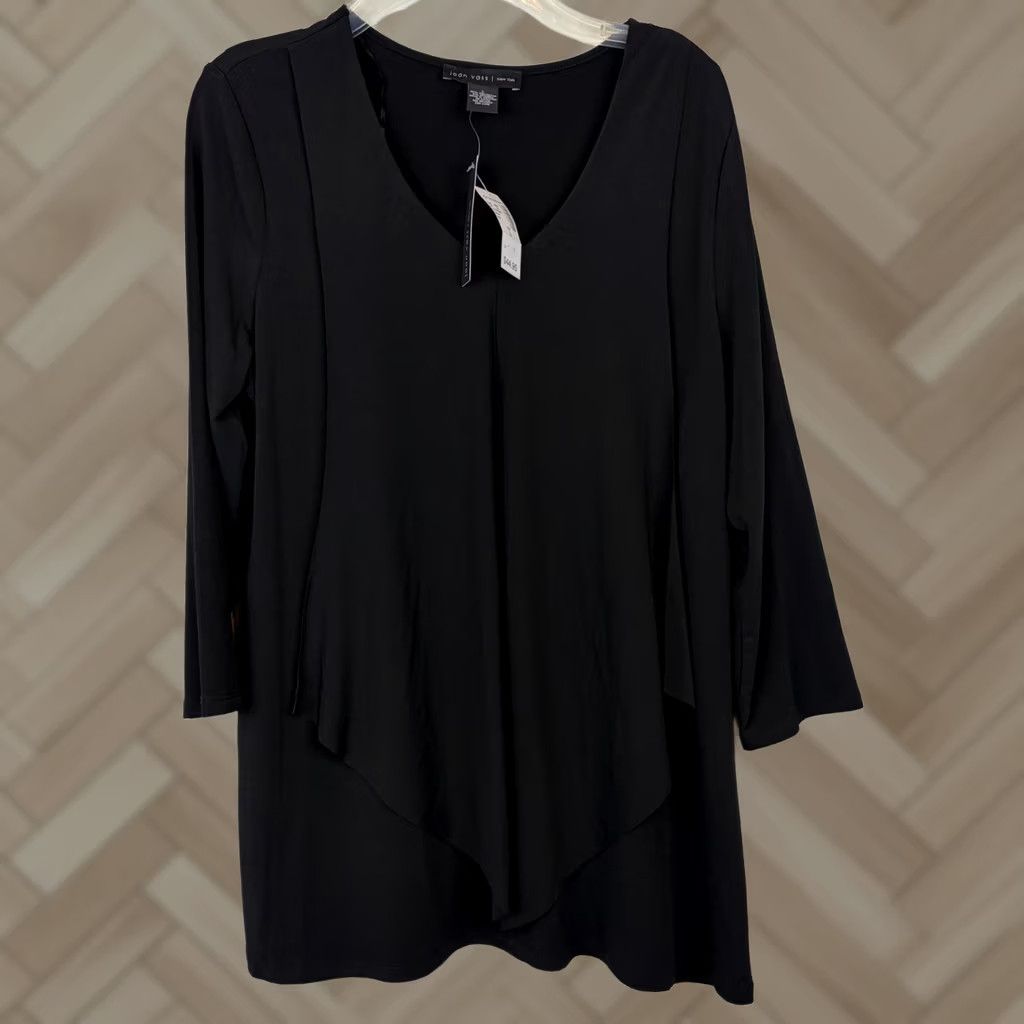 Vintage Joan Vass New York Tunic Top Womens L Black Shirt Neutral Capsule Shirt Womens L Black Top Size L / US 10 / IT 46 - 1 Thumbnail