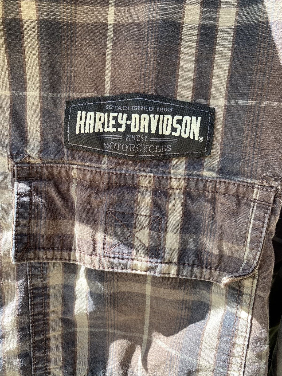 Harley Davidson Brown Plaid Harley Embroidered Button Down Flannel Large Size US L / EU 52-54 / 3 - 4 Thumbnail