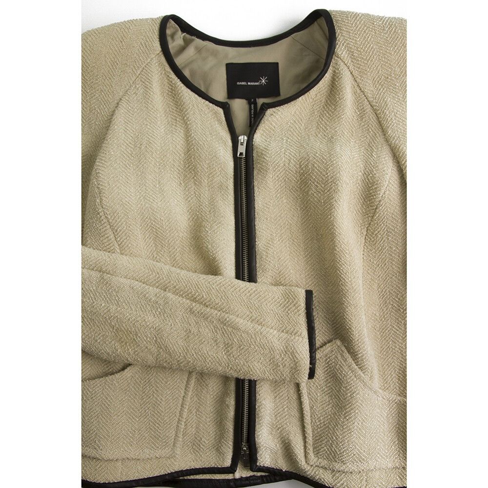 Isabel Marant Isabel Marant Ecru Herringbone Black Leather Trim Zipper Car Size XS / US 0-2 / IT 36-38 - 5 Thumbnail