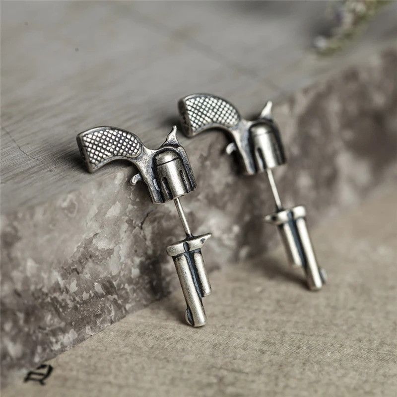 Jewelry Gun Stud Earrings 925 Sterling Silver Ear Gift Size ONE SIZE - 6 Thumbnail