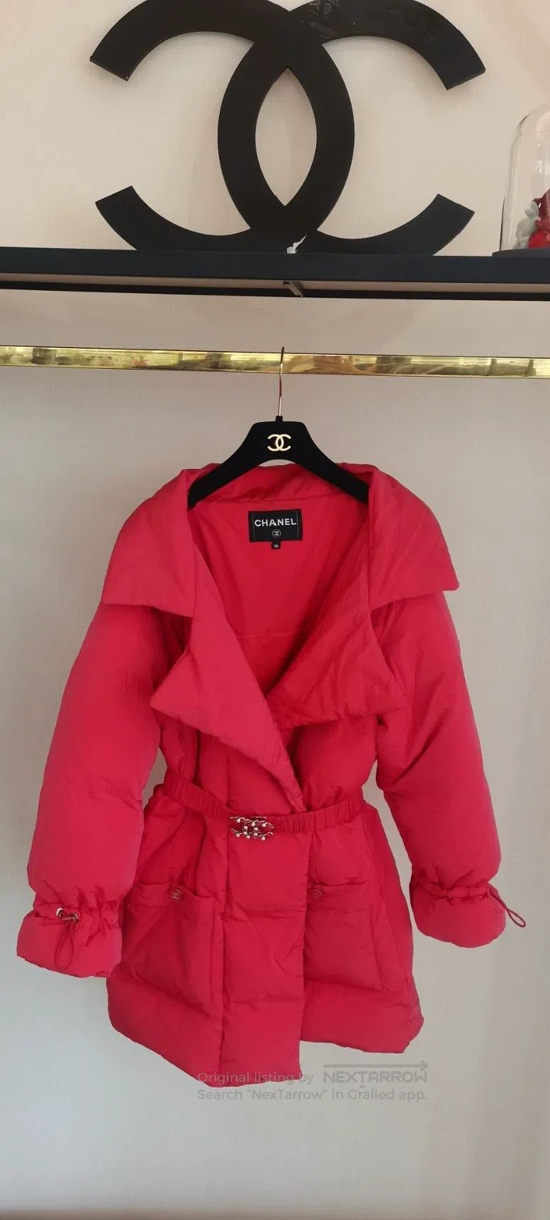 Chanel Chanel 19K Snow Series Rose-red Lapel Long Down Jacket Size XS / US 0-2 / IT 36-38 - 1 Thumbnail