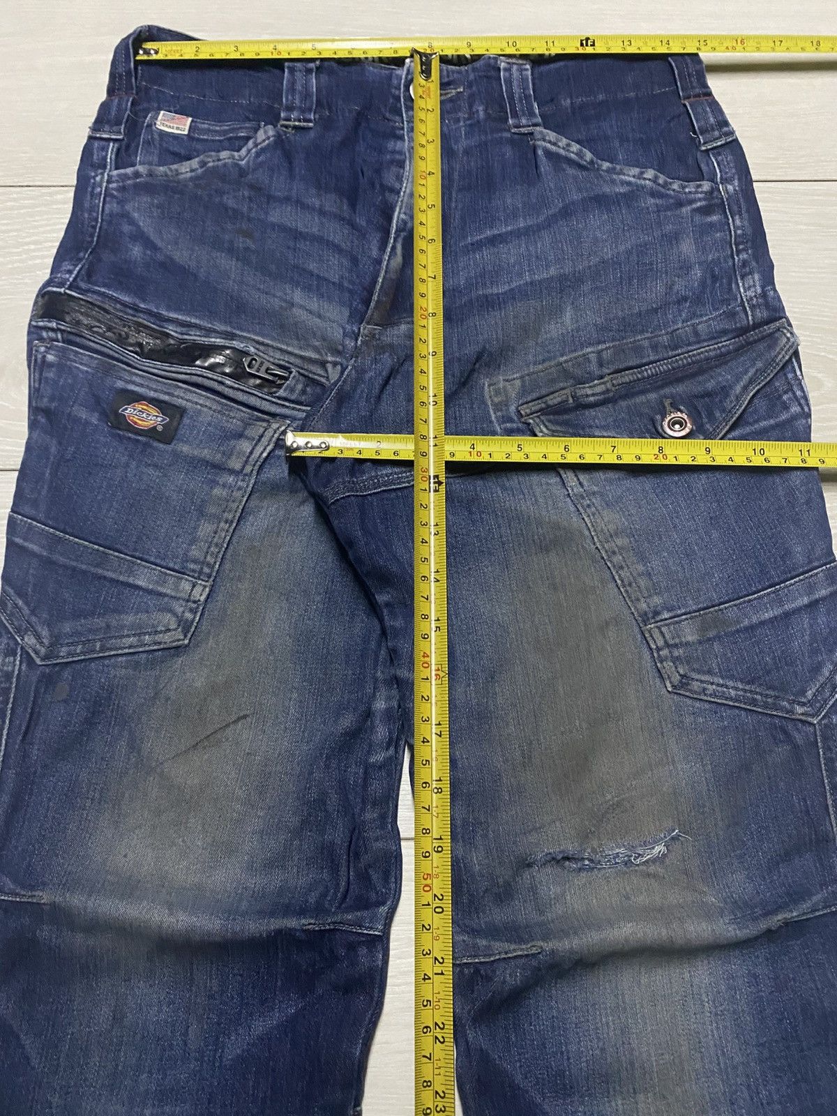 Dickies Vtg Dickies Blue Wash Double Knee Cargo Skinny Slim Jeans Size US 29 - 13 Thumbnail
