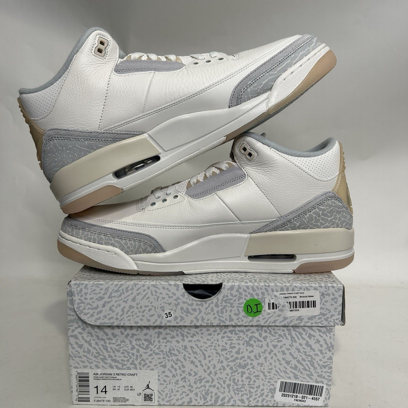 Jordan Brand Nike Air Jordan 3 Retro SE Craft “Ivory” FJ9479-100 Size US 14 / EU 47 - 1 Thumbnail