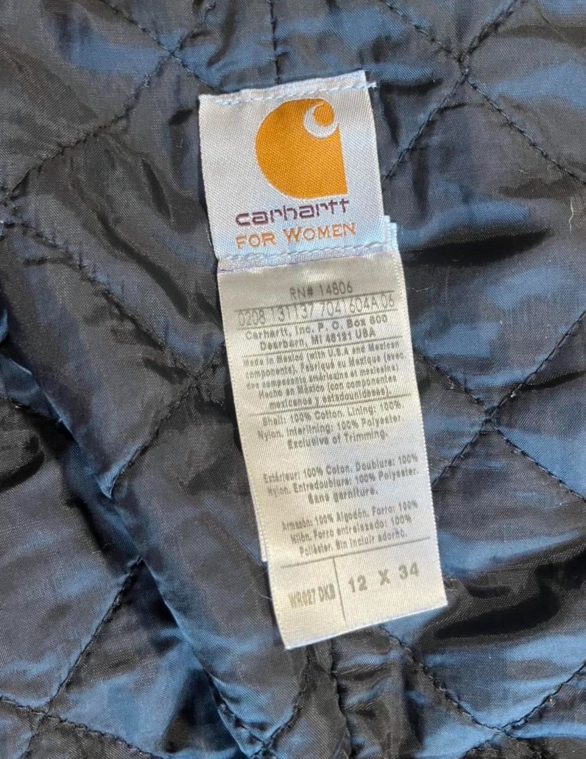 Carhartt Women’s WR027 Quilt Double Knee Bib Overalls 12x34