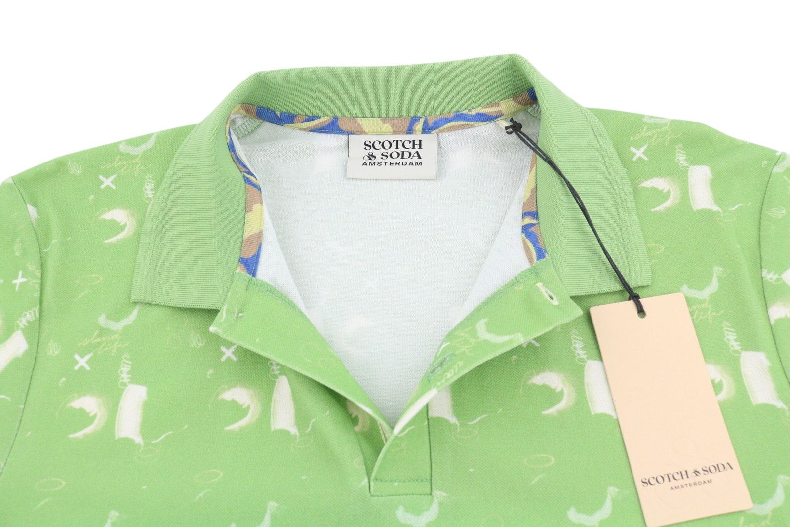 Scotch & Soda M Abstract Green Aop Cotton Short Sleeved Polos 91047 Size US M / EU 48-50 / 2 - 5 Thumbnail