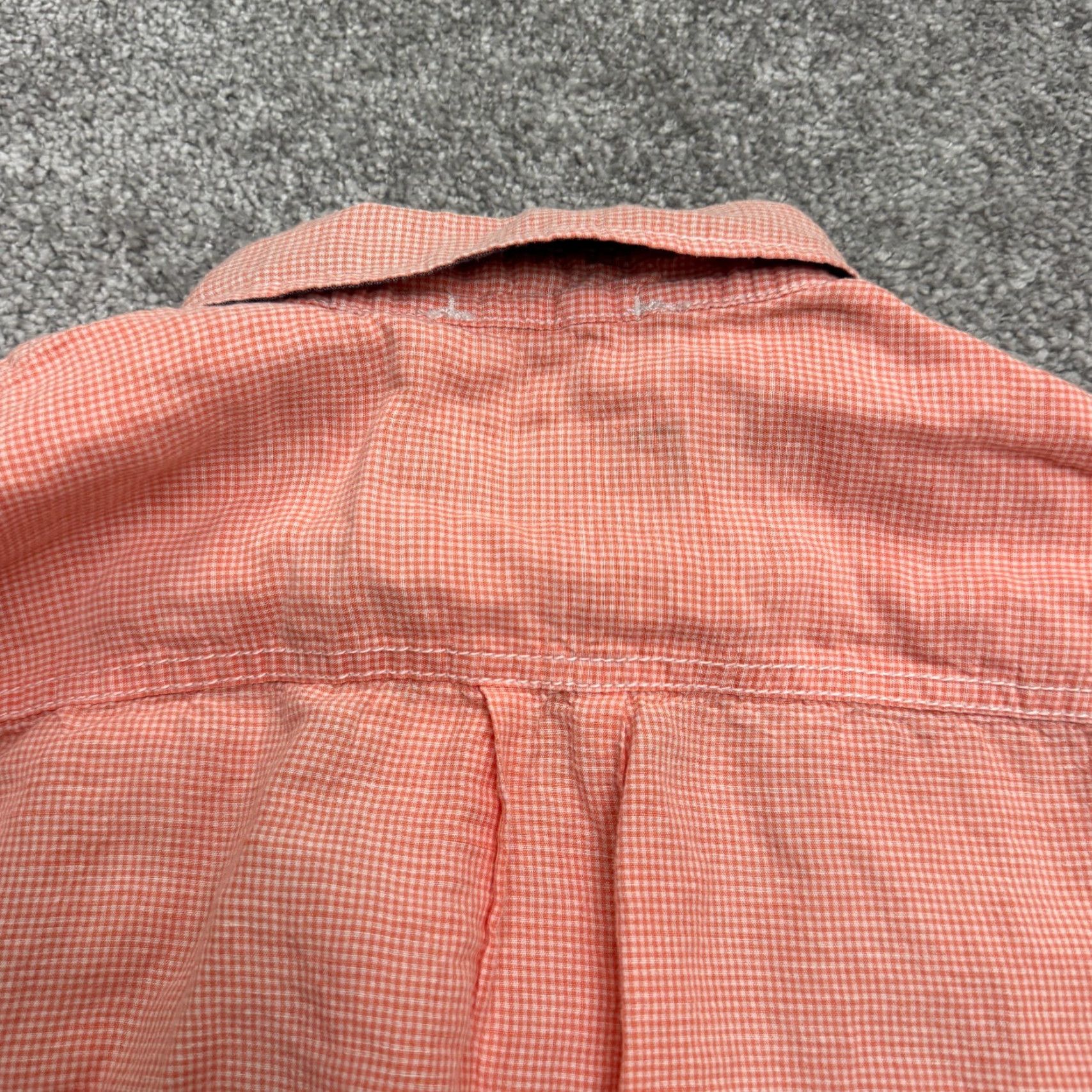 Tommy Bahama Tommy Bahama Shirt Mens Medium Orange Linen Gingham Button-Down Short Sleeve Beach Casual 44in Chest Regular Size Orange Mens Size US L / EU 52-54 / 3 - 3 Thumbnail